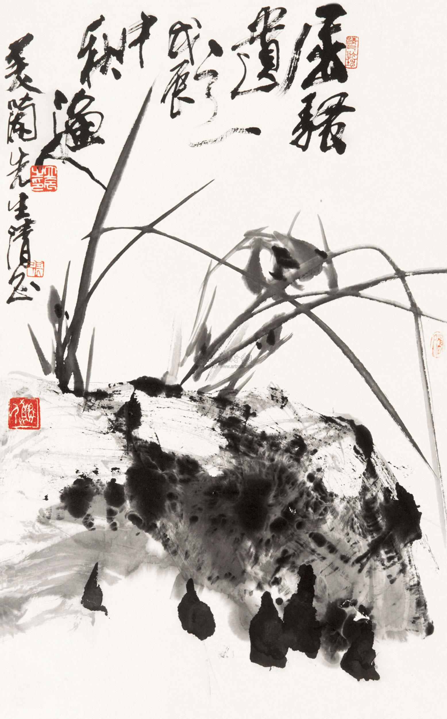 01051988年作兰立轴设色纸本