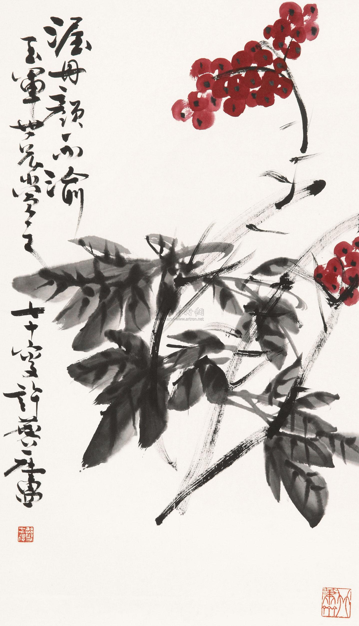 0163天竺立轴设色纸本
