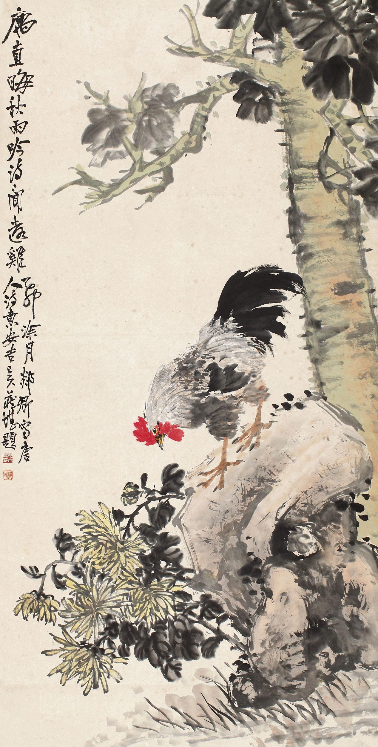 0031 1915年作 大吉图 立轴 设色纸本