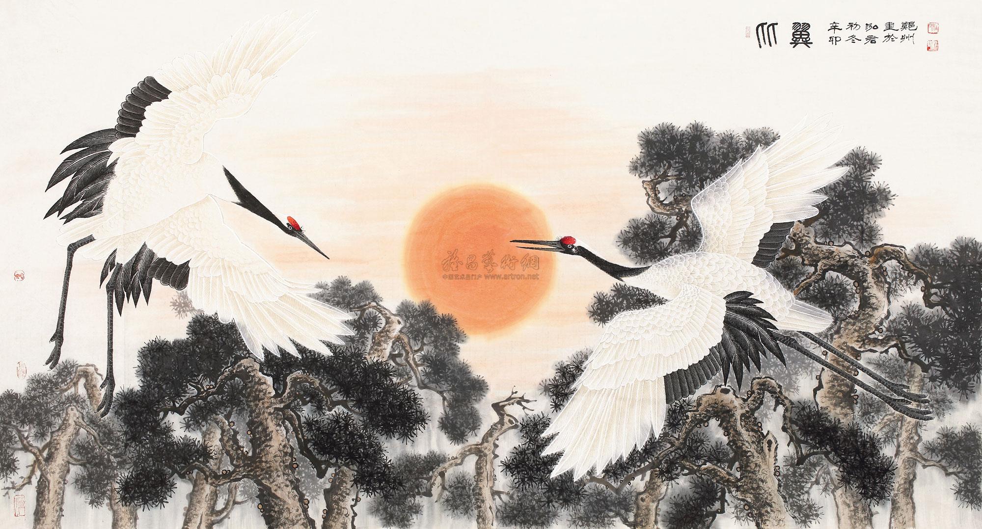 【2011年作 松鹤延年 软片 纸本】拍卖品_图片_价格_鉴赏_绘画_雅昌