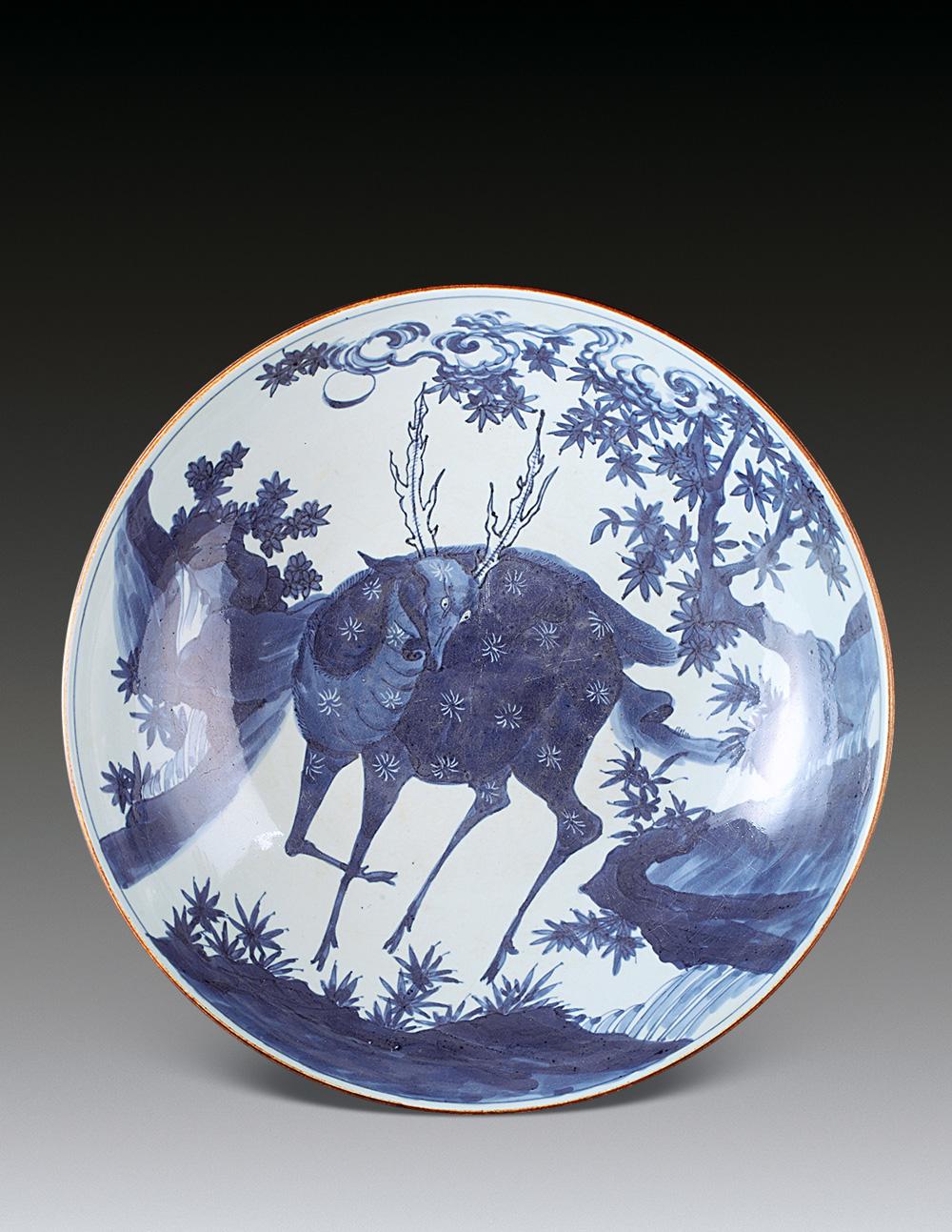 【清早期 青花鹿纹盘】拍卖品_图片_价格_鉴赏_清