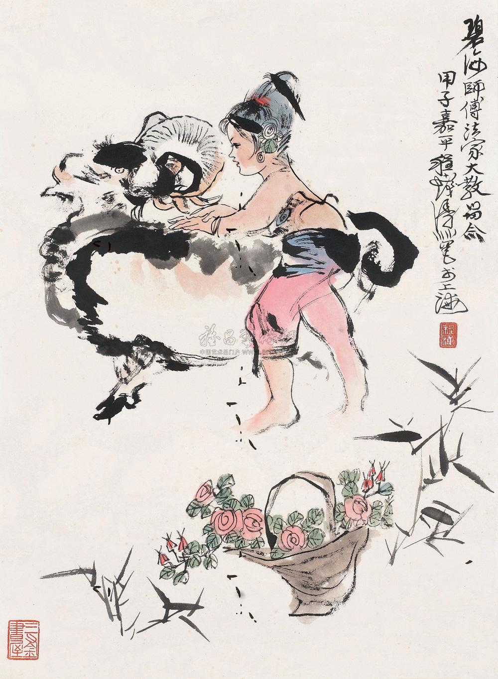 【放羊图 立轴 设色纸本】拍卖品_图片_价格_鉴赏_绘画_雅昌艺术品