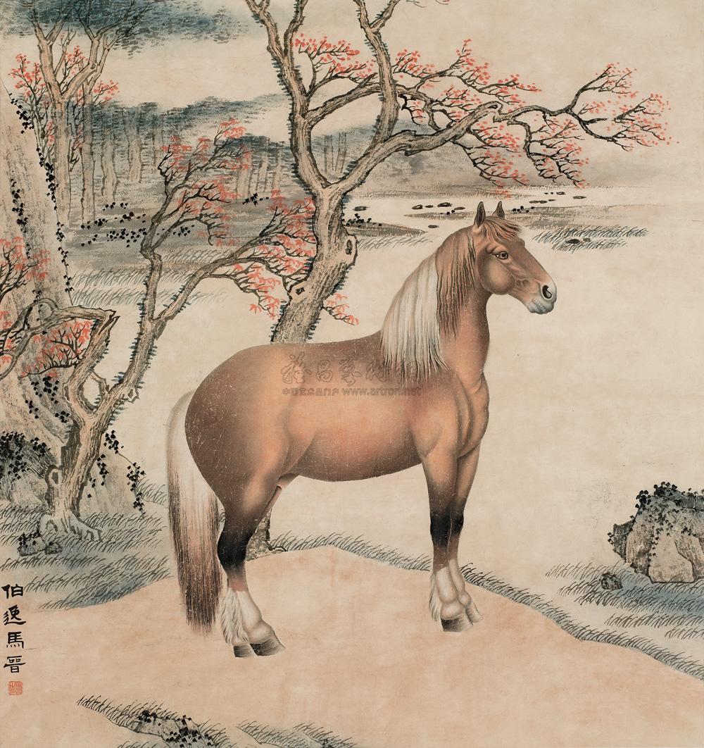 0212骅骝立轴设色纸本