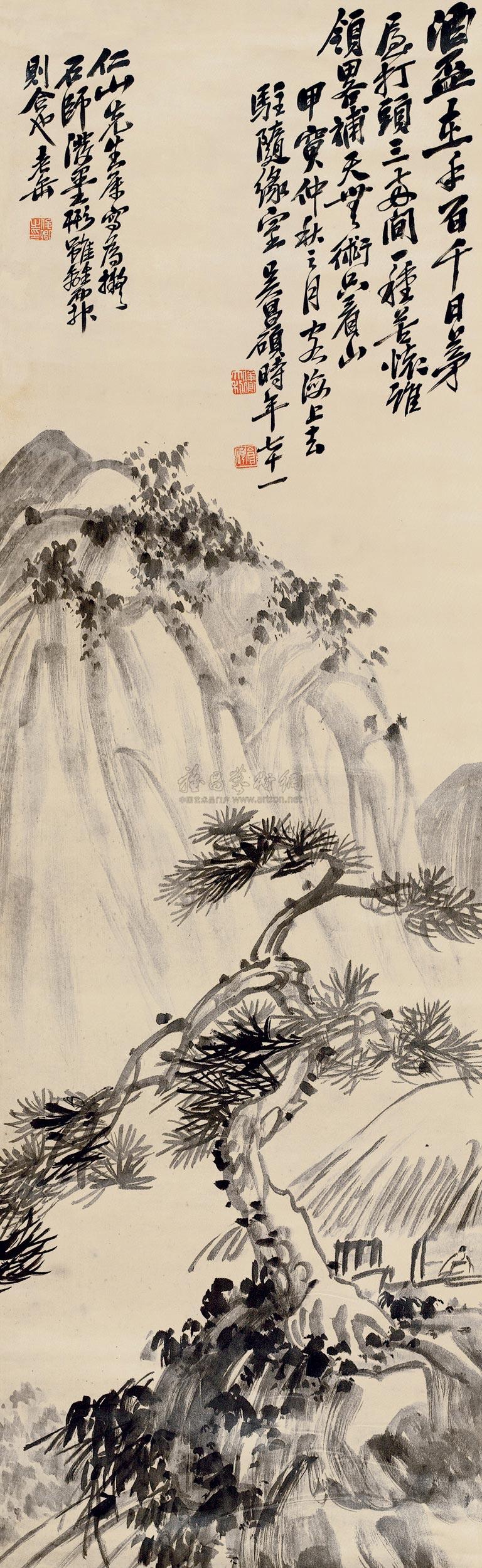 【1914年作 松山图 立轴 水墨绫本】拍卖品_图片_价格_鉴赏_绘画_雅昌艺术品拍卖网