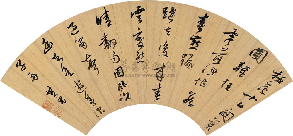 【草书七言诗 扇面 金笺】拍卖品_图片_价格_鉴赏_书法_雅昌艺术品