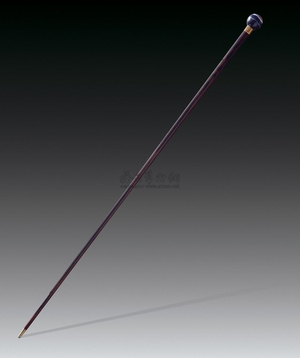 *0213 民国 红木镶玛瑙文明棍