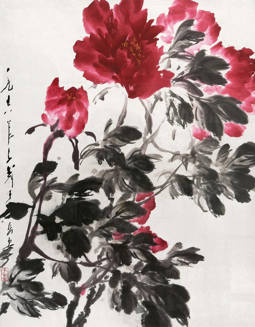 0126 牡丹 镜心 设色纸本