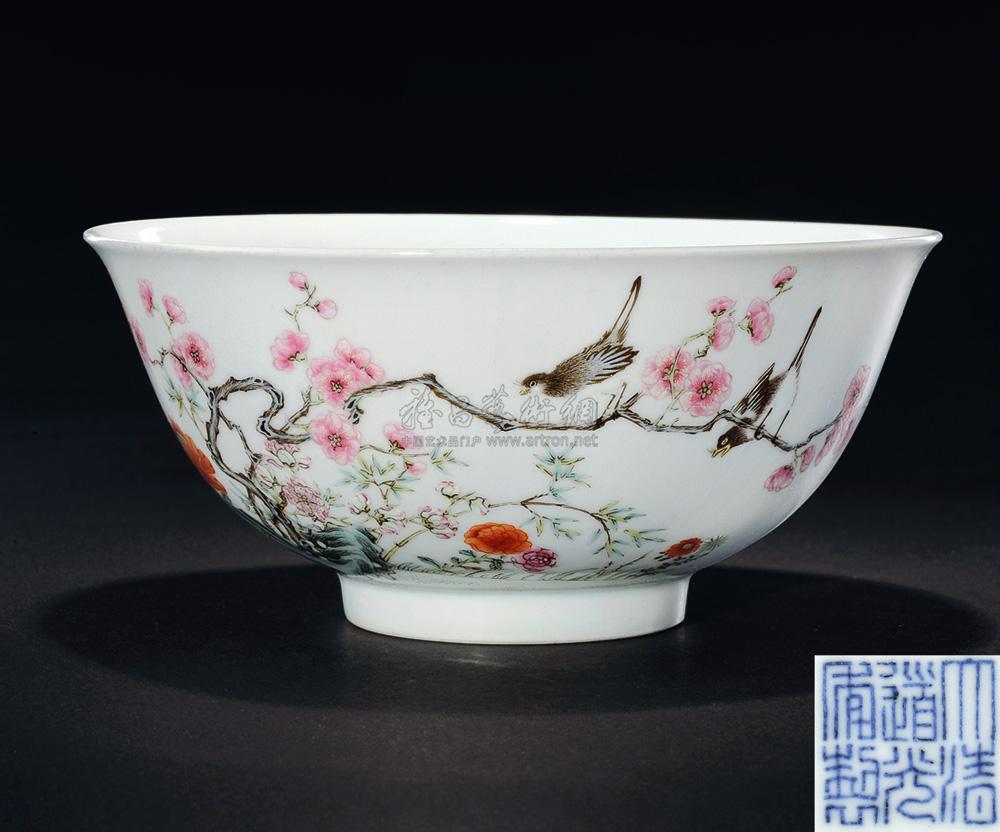 【清道光 粉彩花鸟碗】拍卖品_图片_价格_鉴赏_清代粉彩瓷器_雅昌艺术