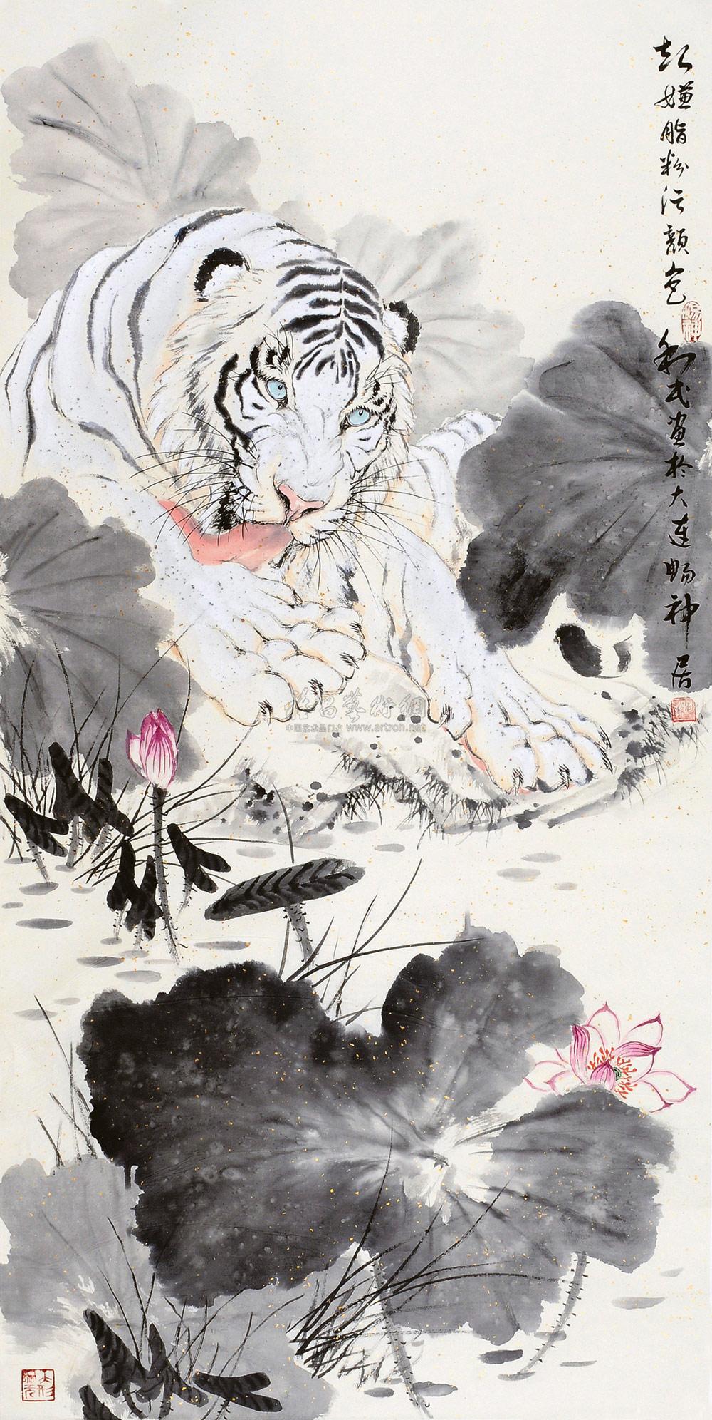 0665 白虎脂粉 立轴 设色纸本