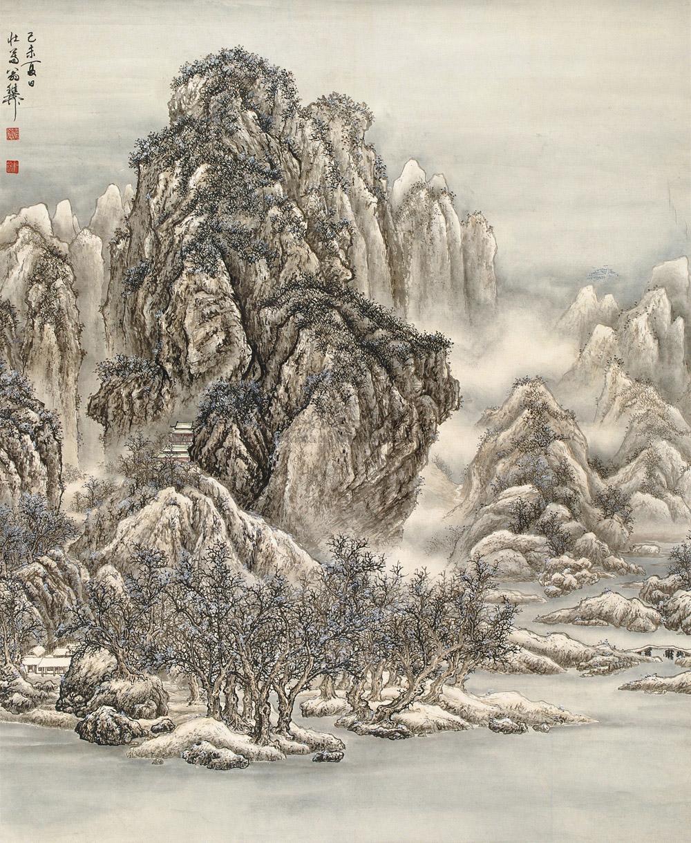 0577 己未(1979年)作 雪景寒林图 立轴 纸本
