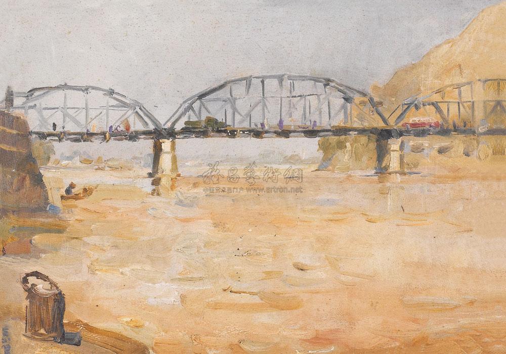 06061939年作黄河大桥纸本油画