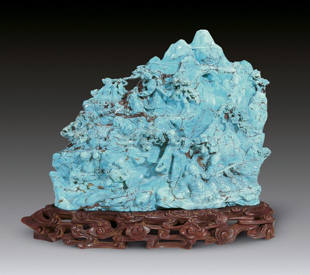 0062 清 绿松石人物山子摆件