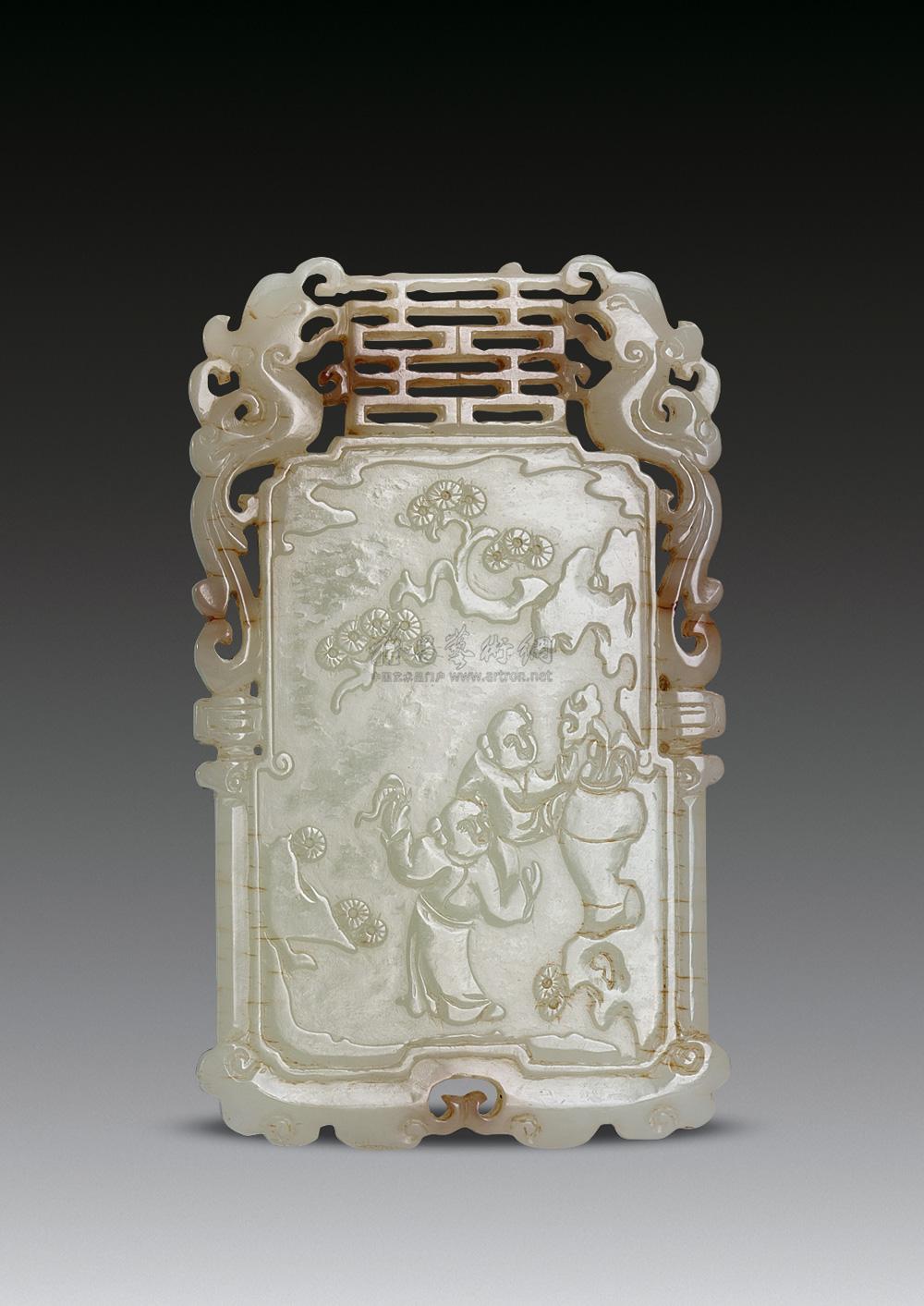 0105 白玉双喜凤子冈牌