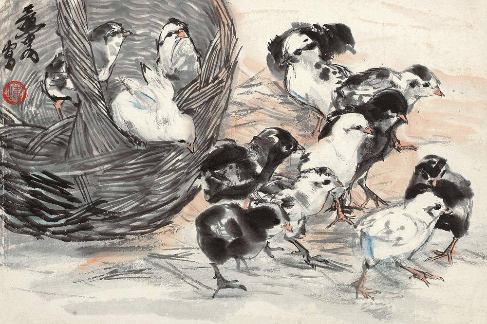 乡下人家群鸡觅食图画图片