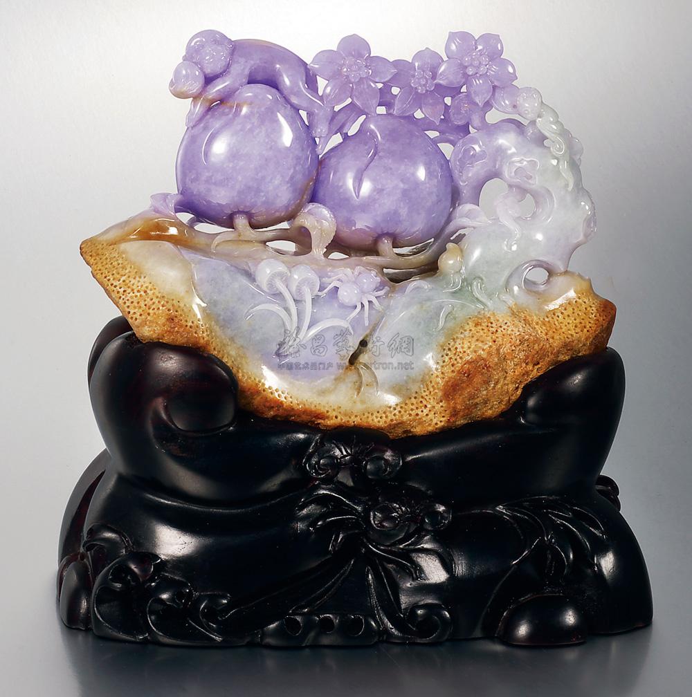 0604 紫翡翠"灵猴献寿"摆件