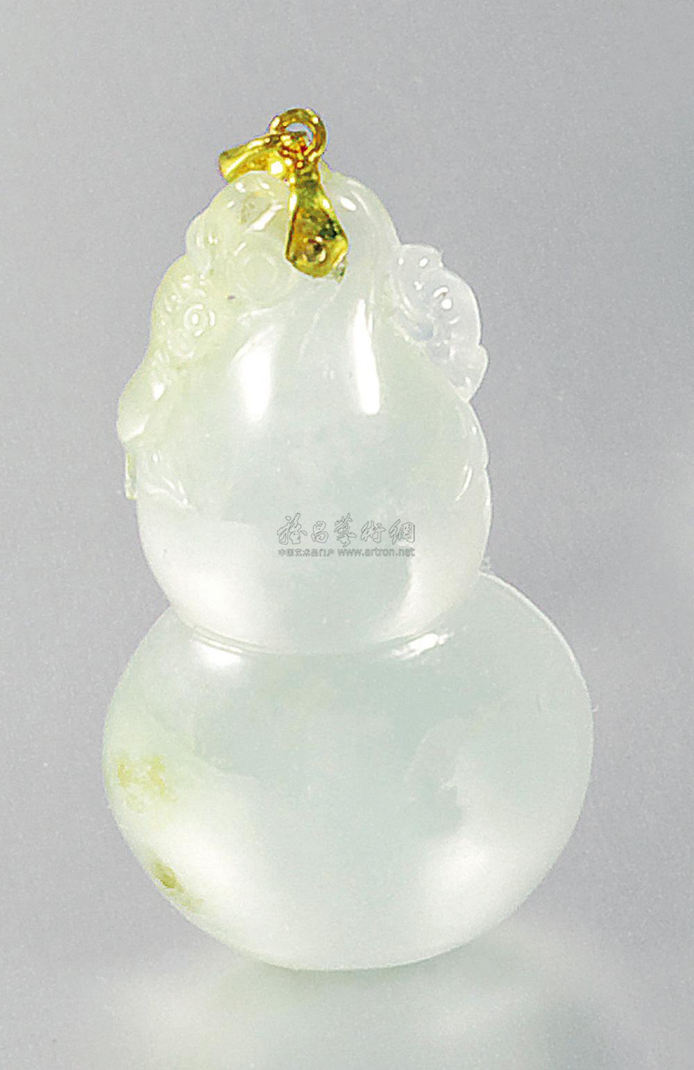 069918k黄金镶冰种翡翠葫芦吊坠