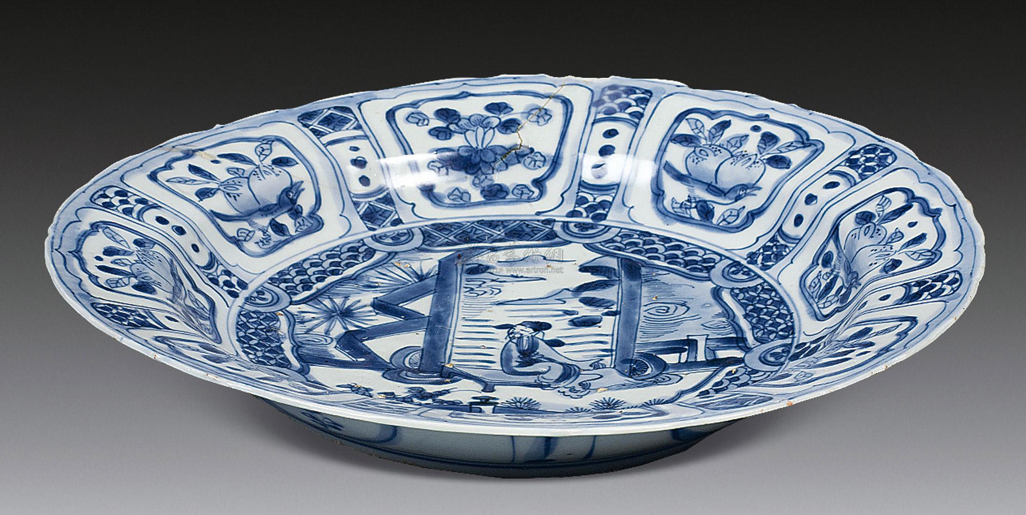 【明末 青花高士图盘】拍卖品_图片_价格_鉴赏_明代青花瓷器_雅昌艺术