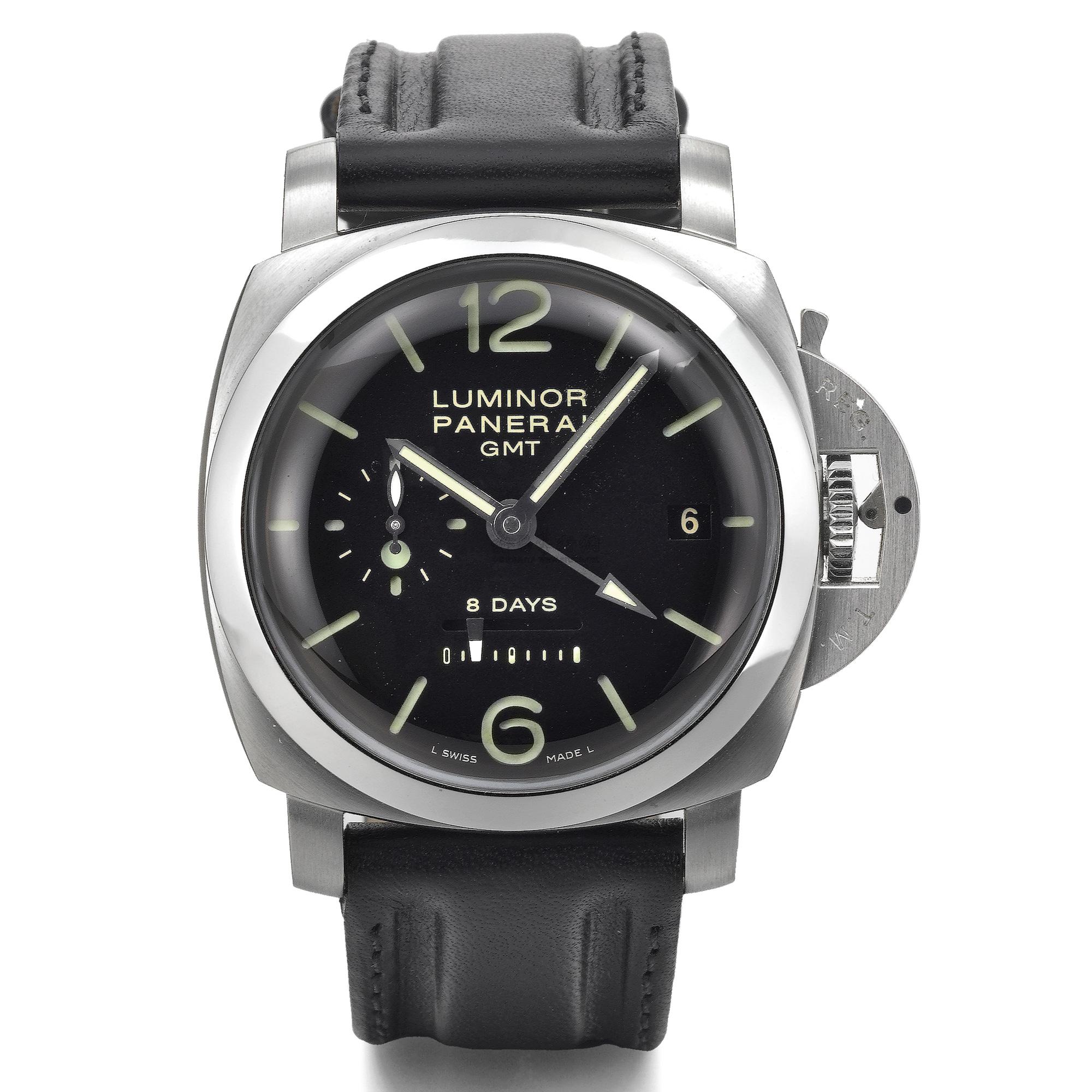 3503沛纳海pam00233型号luminor19508daysgmt精钢两地时间腕表备8日