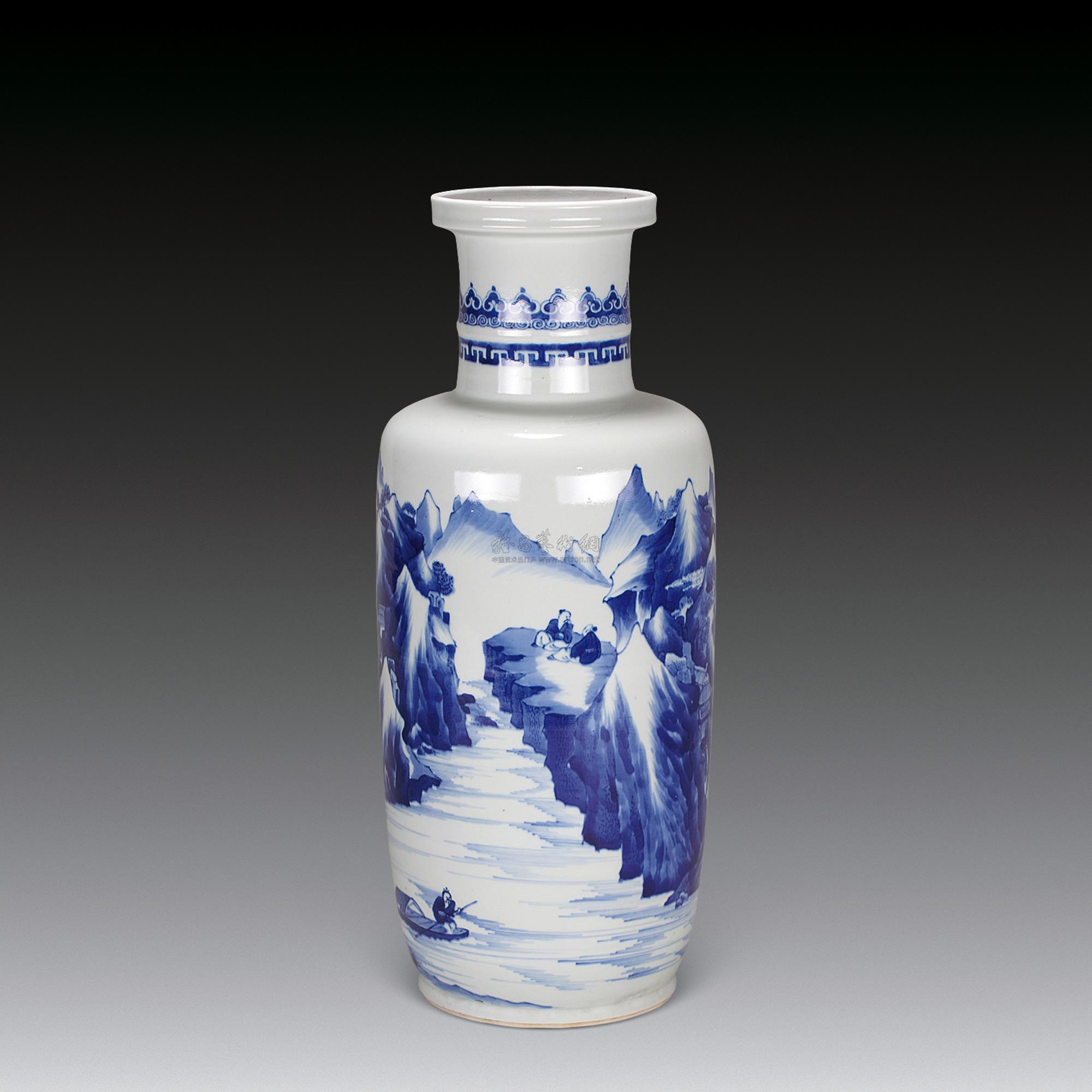 【清 青花山水棒槌瓶】拍卖品_图片_价格_鉴赏_清代青花瓷器_雅昌艺术
