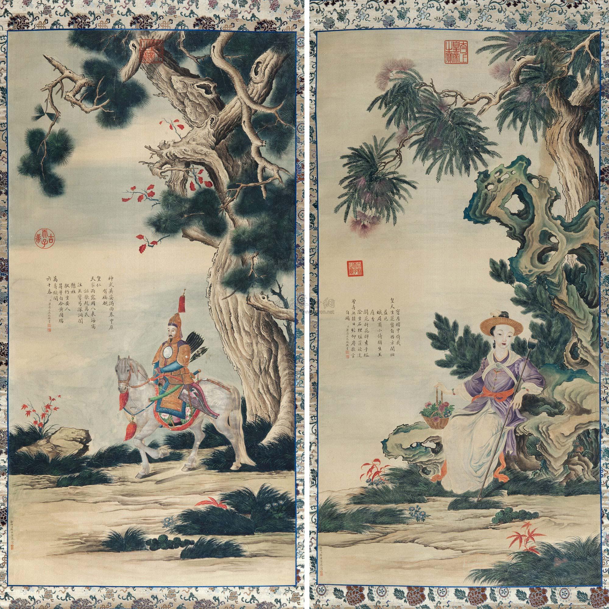 乾隆香妃画像 二幅 立轴设色绢本 拍卖品 图片 价格 鉴赏 绘画 雅昌艺术品拍卖网