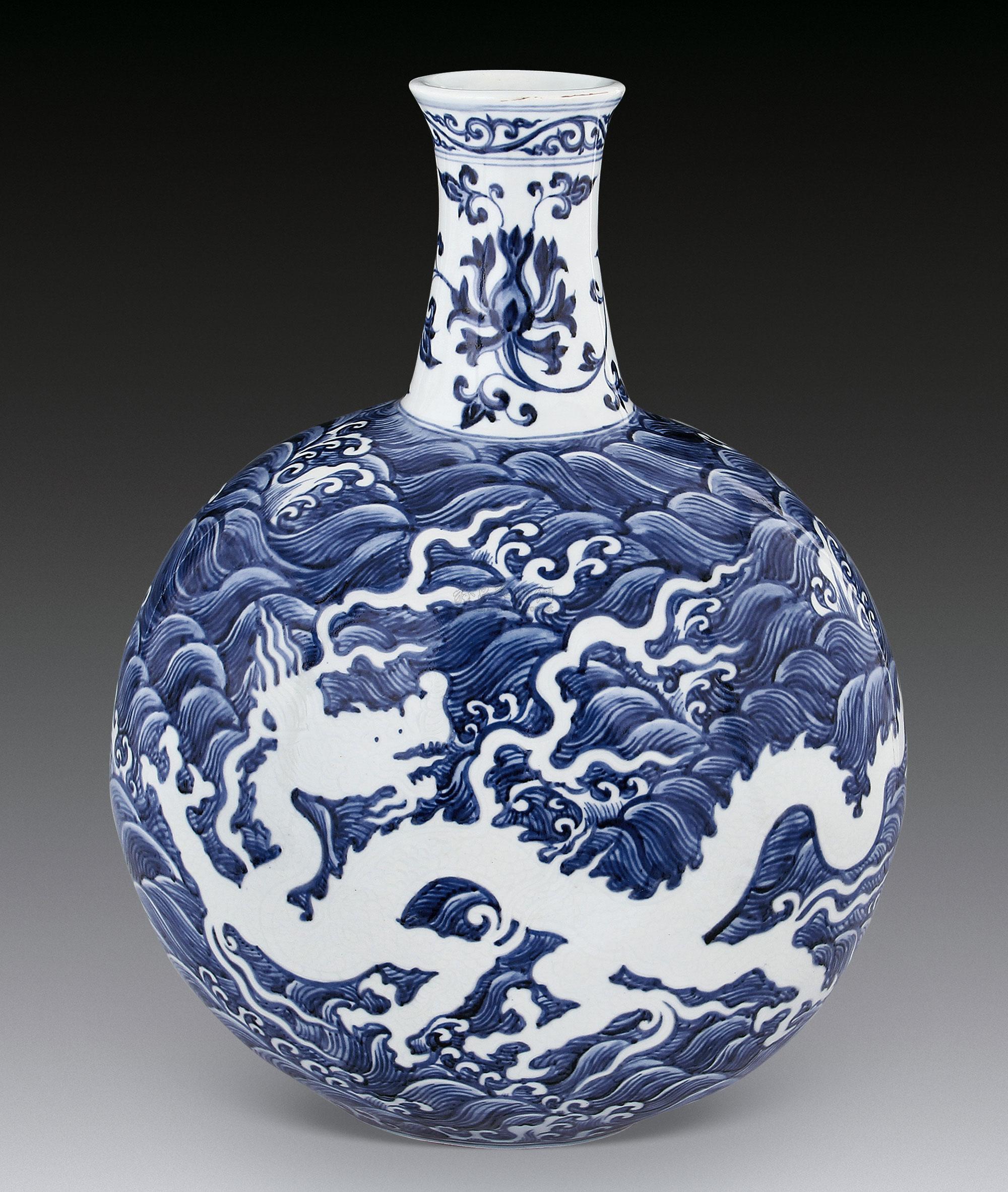 中国 染付龍麒麟絵瓶 康煕年製 u6210228 - 陶芸