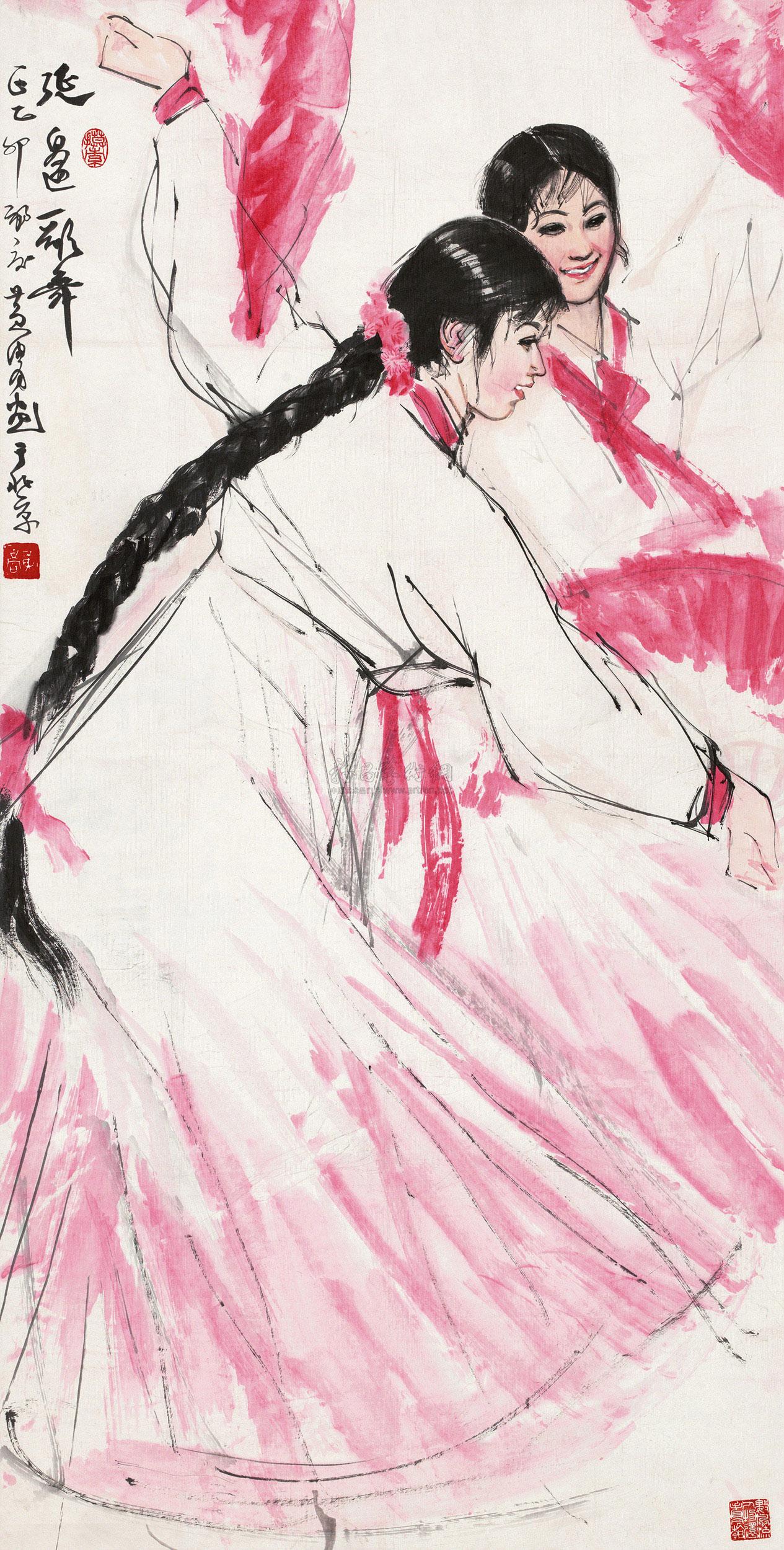 *1535 乙卯(1975年)作 延边歌舞 镜心 设色纸本