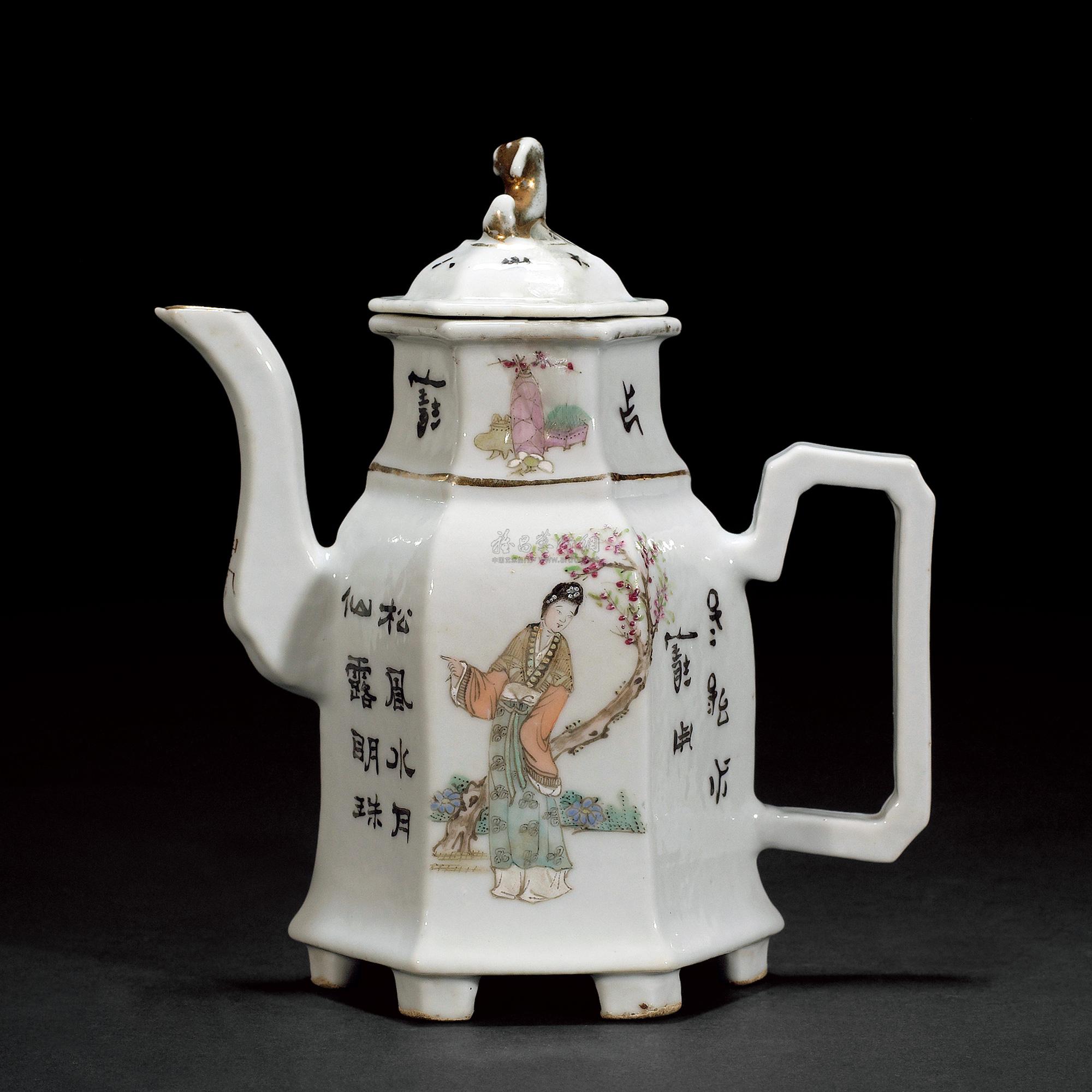 1512 民国 罗仲林款六角酒壶