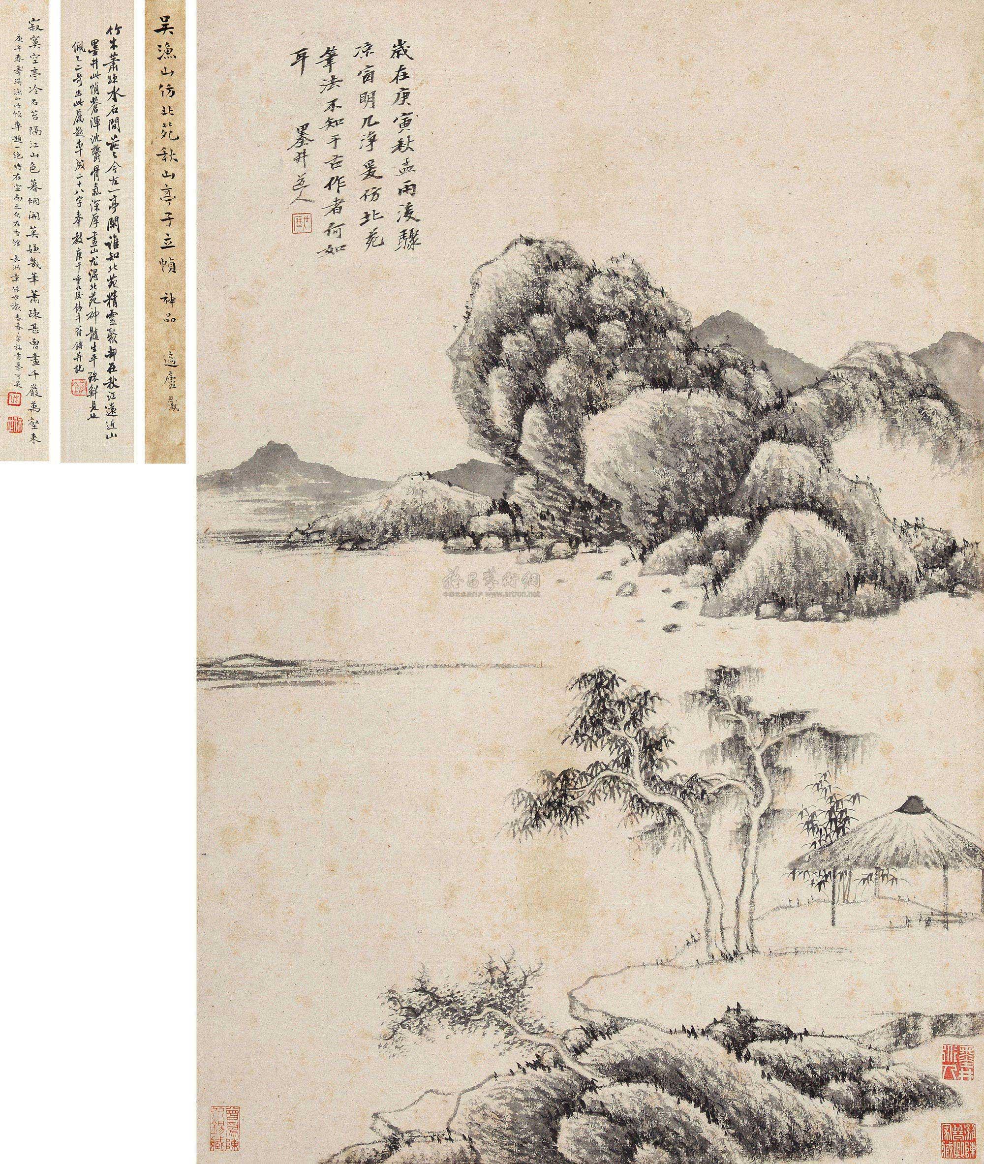 【1710年作 秋山亭子图 立轴 水墨纸本】拍卖品_图片_价格_鉴赏_绘画_雅昌艺术品拍卖网
