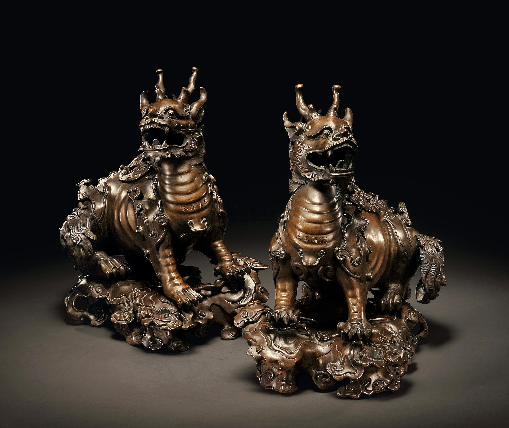 【清乾隆 铜麒麟香熏 (一对)】拍卖品_图片_价格_鉴赏_铜器_雅昌艺术