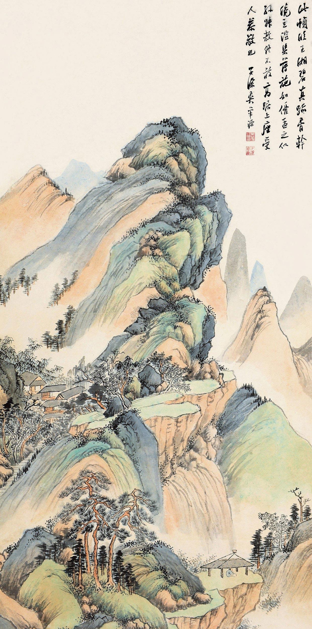 【山亭闲生 立轴 设色纸本】拍卖品_图片_价格_鉴赏_绘画_雅昌艺术品