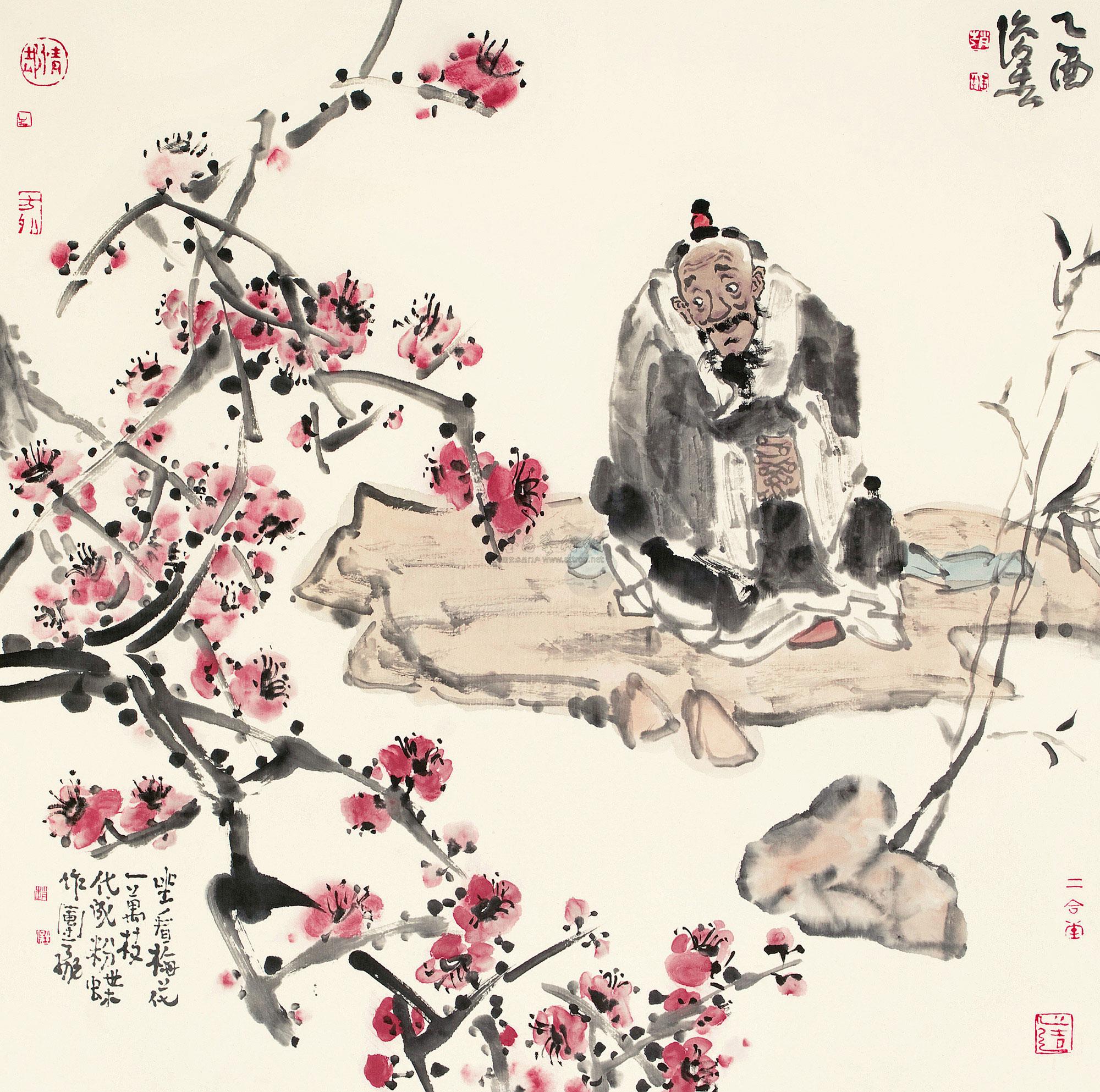 2055乙酉2005年作赏梅图立轴纸本