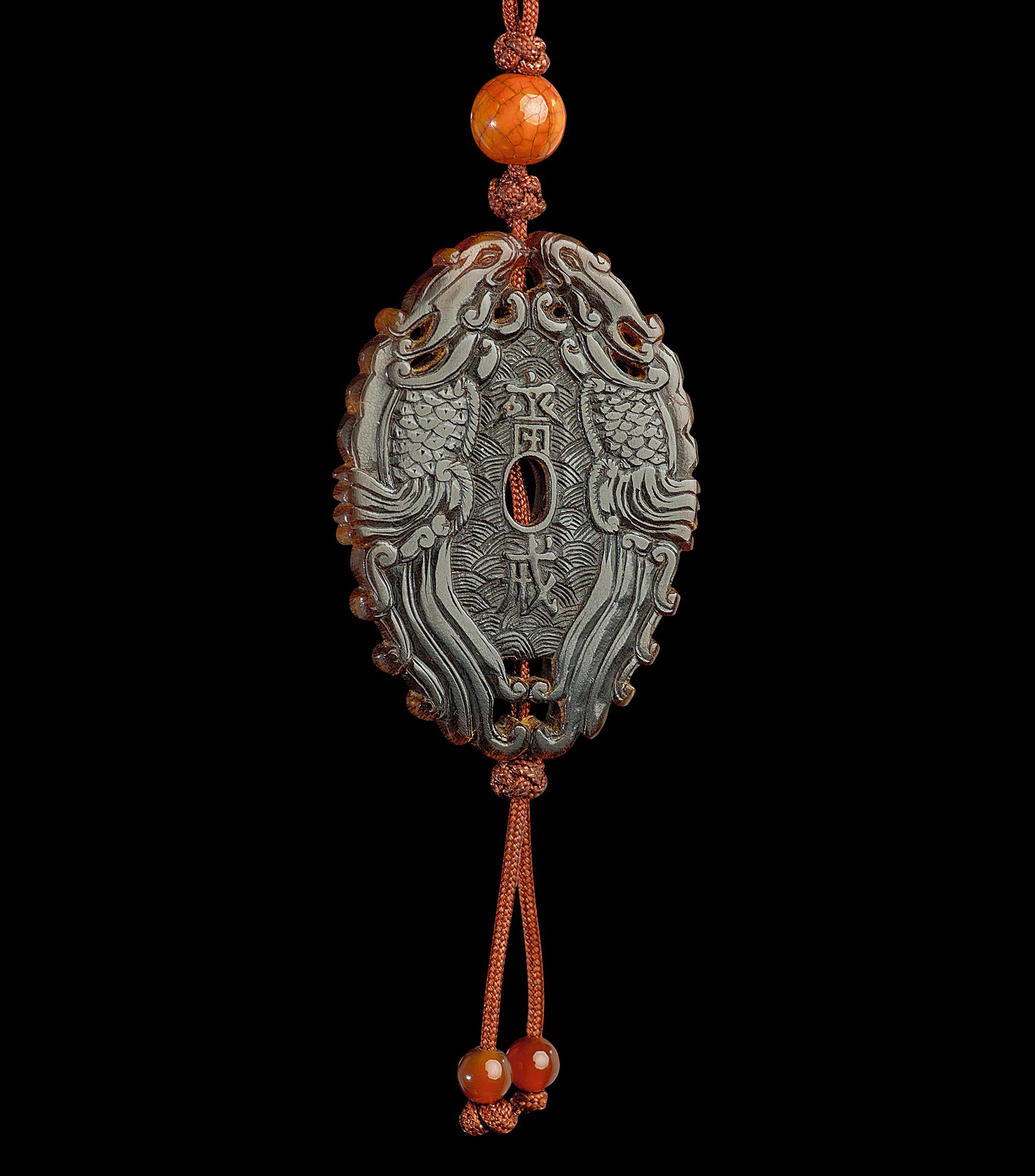 0115 清 犀角雕凤纹斋戒牌