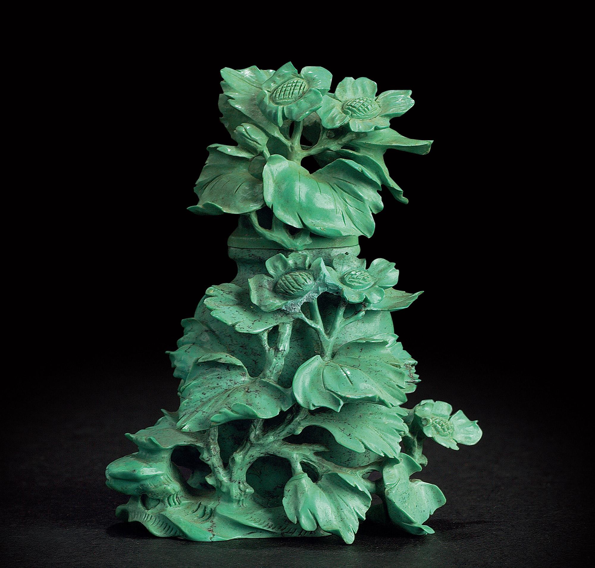 0179 清 绿松石雕富贵平安摆件