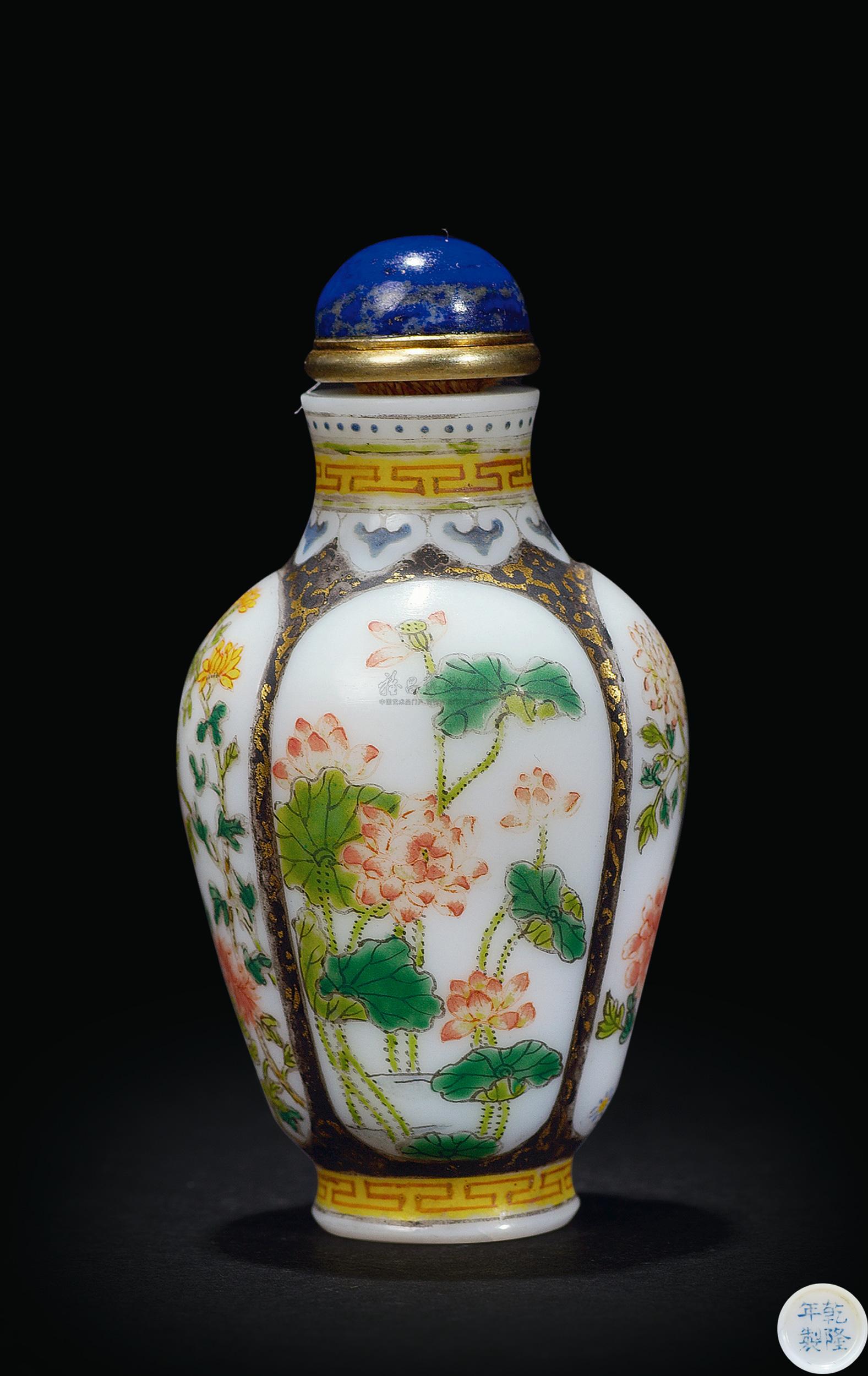 【清乾隆 料胎画珐琅四季花卉鼻烟壶】拍卖品_图片_价格_鉴赏_鼻烟壶