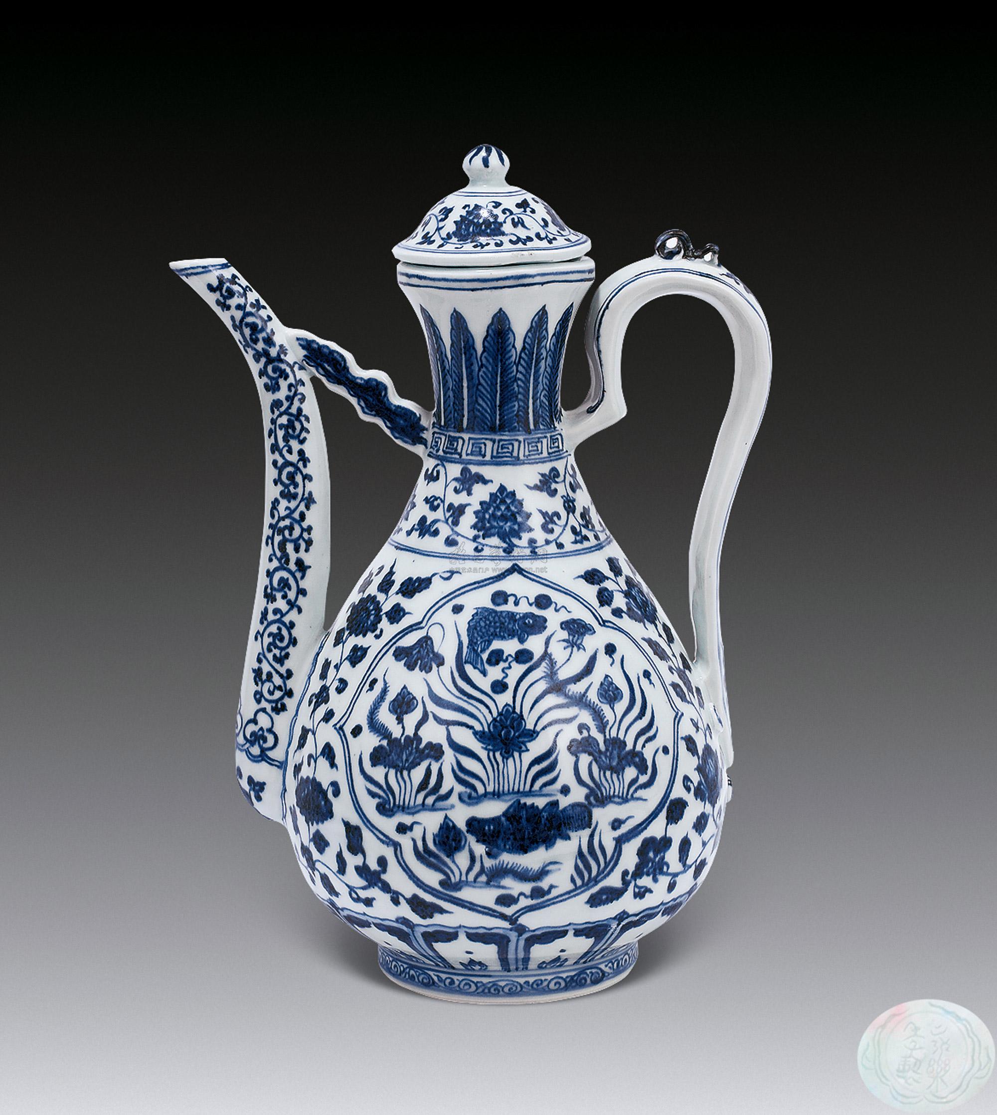 【青花花卉鱼藻纹执壶】拍卖品_图片_价格_鉴赏_现当代及其它瓷器
