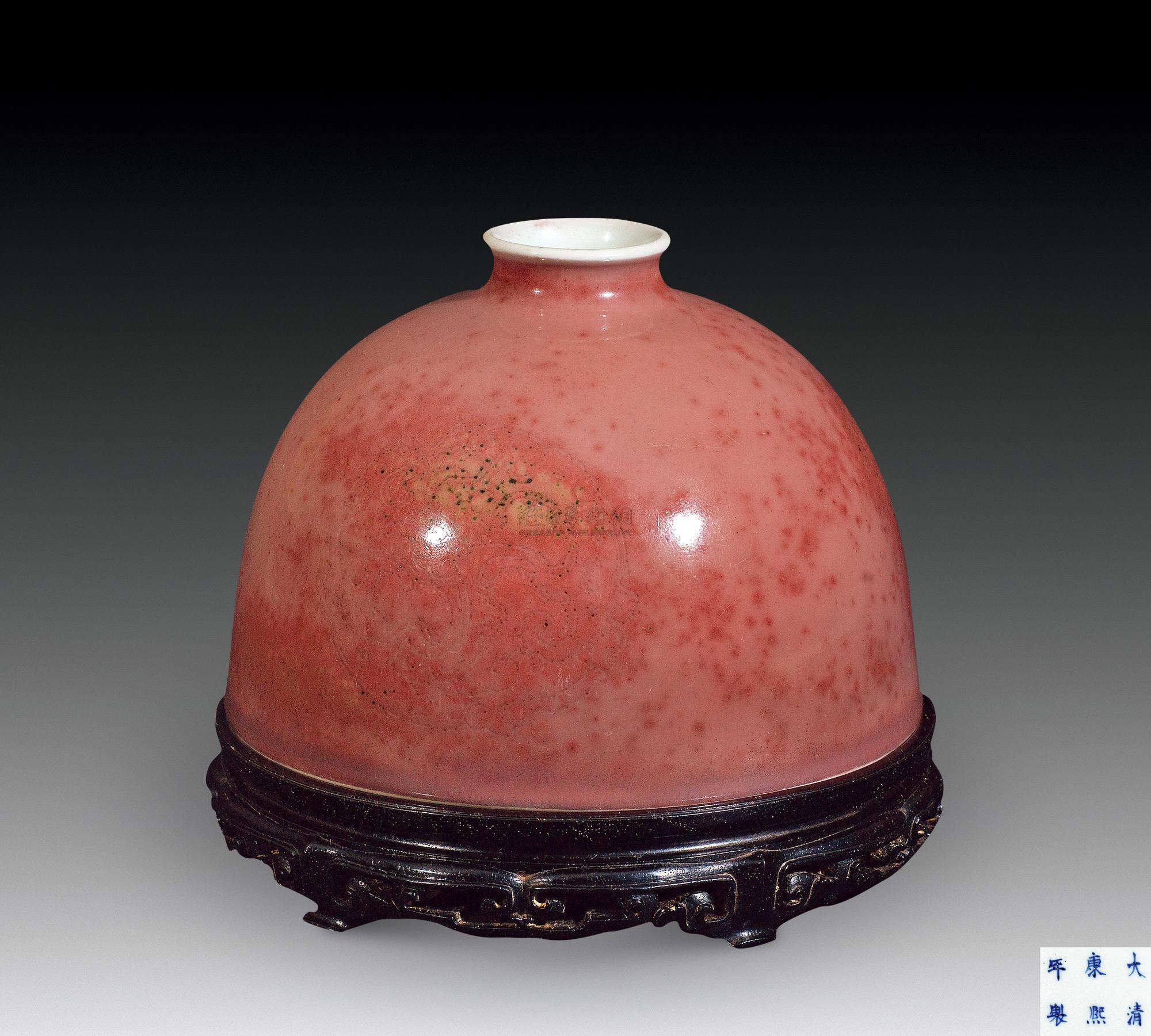 0248清康熙豇豆红暗刻夔龙纹太白尊