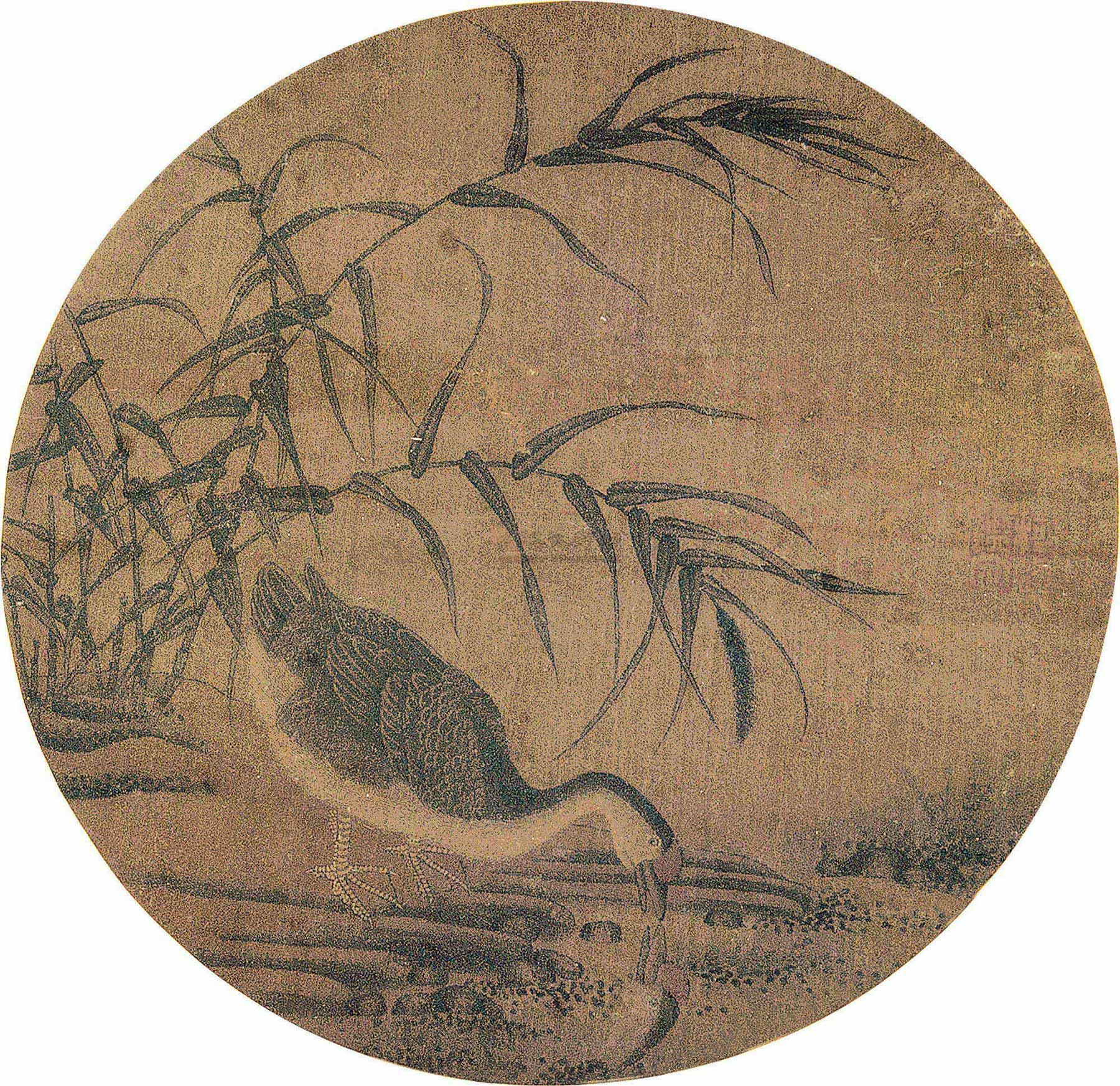 0375 花鸟 团扇片 设色绢本