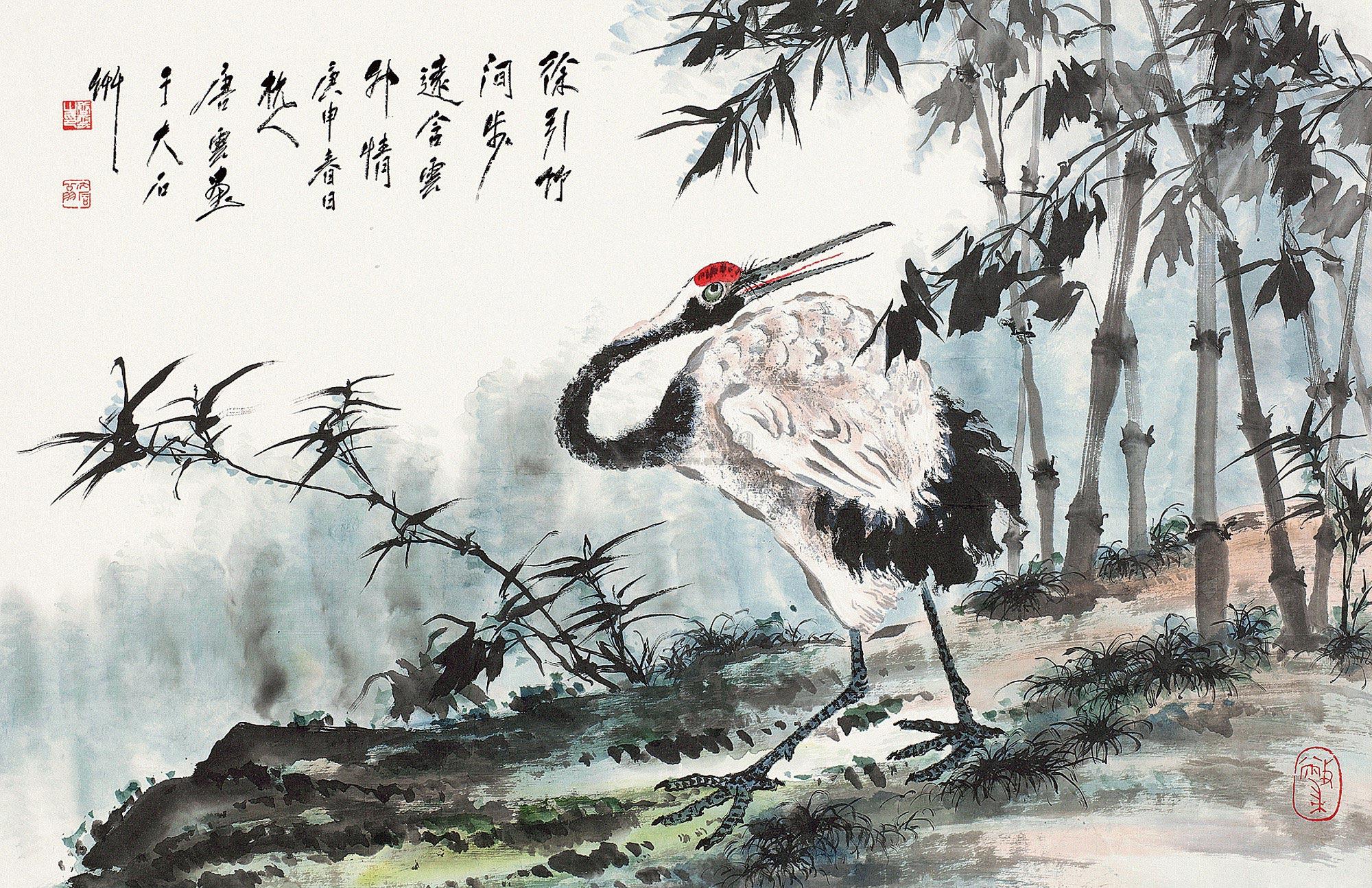 0490 竹间仙鹤 镜片