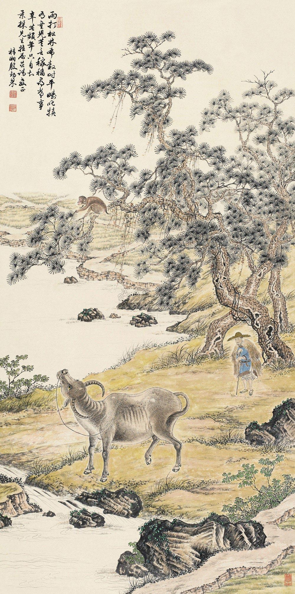 0695稼穑图立轴设色纸本