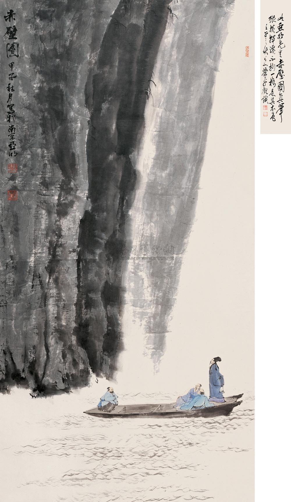 0142 1984年作 赤壁图 立轴 设色纸本