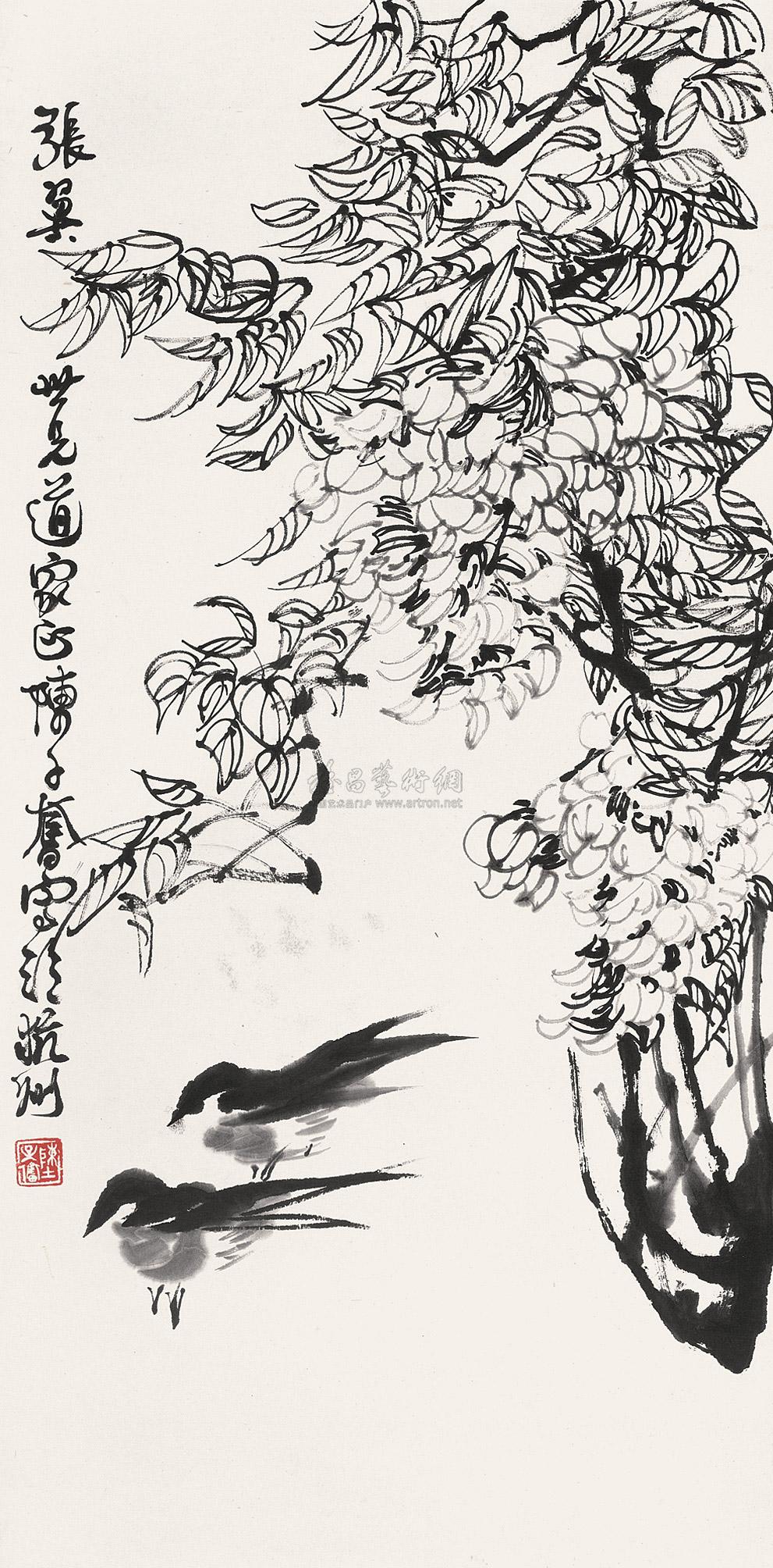 0255 双燕图 立轴 水墨纸本