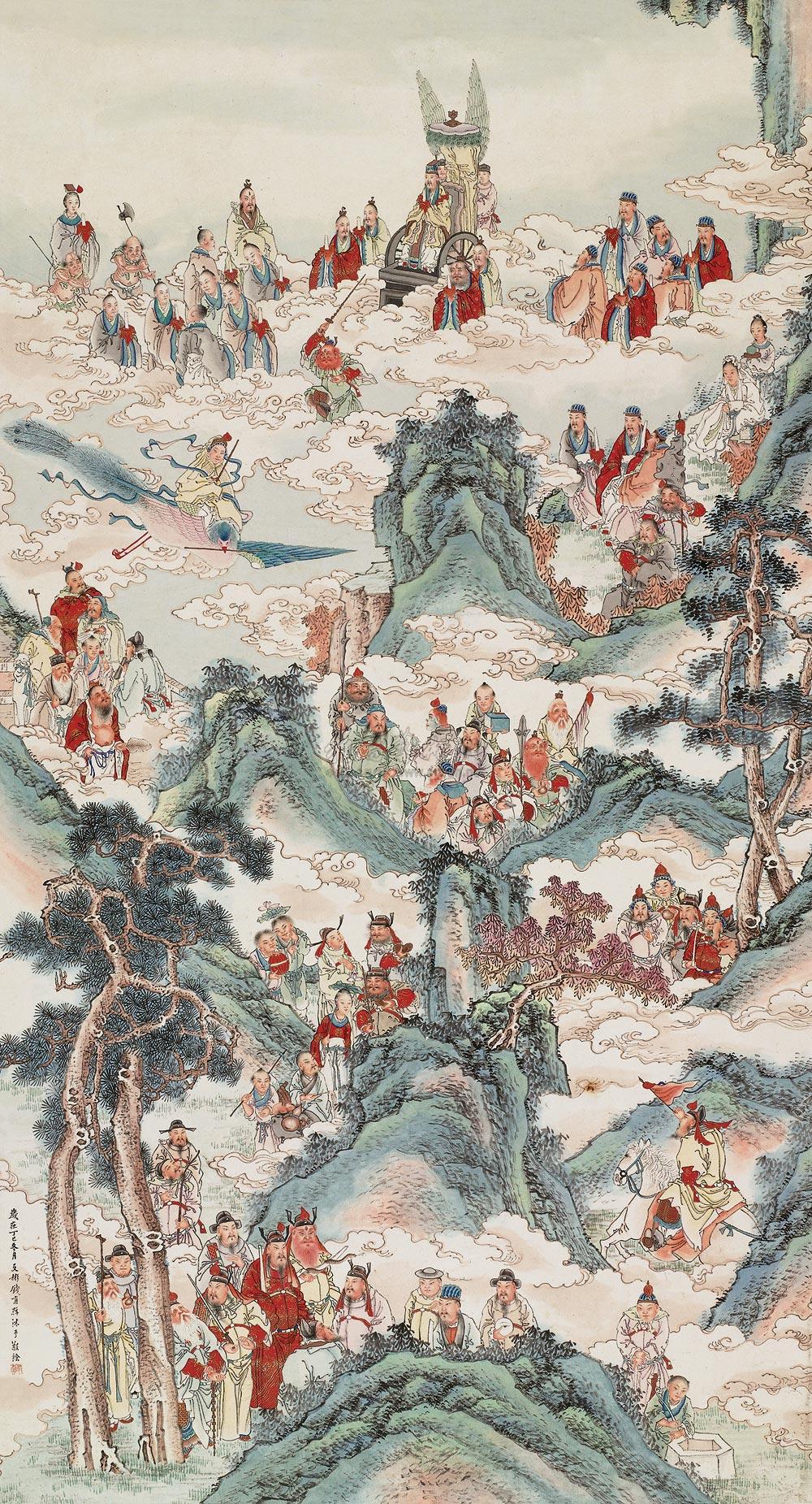1303群仙图立轴设色纸本
