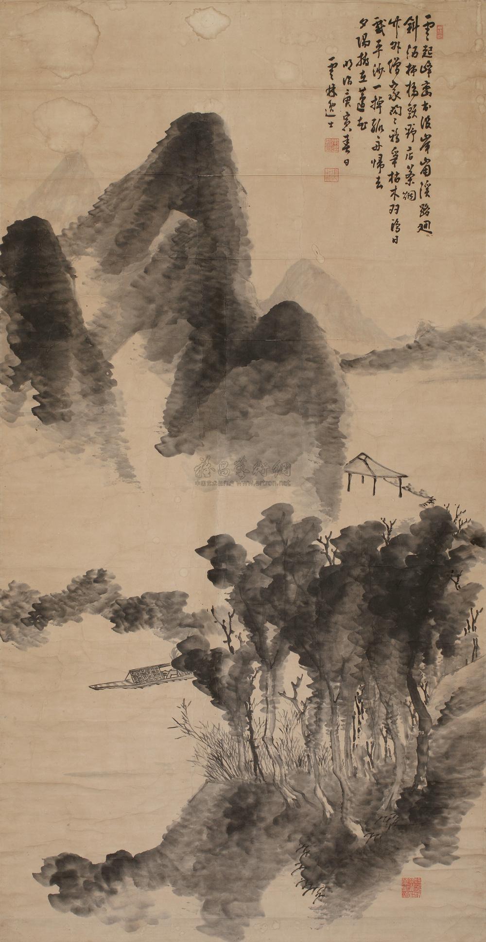 0353米氏山水立轴水墨纸本