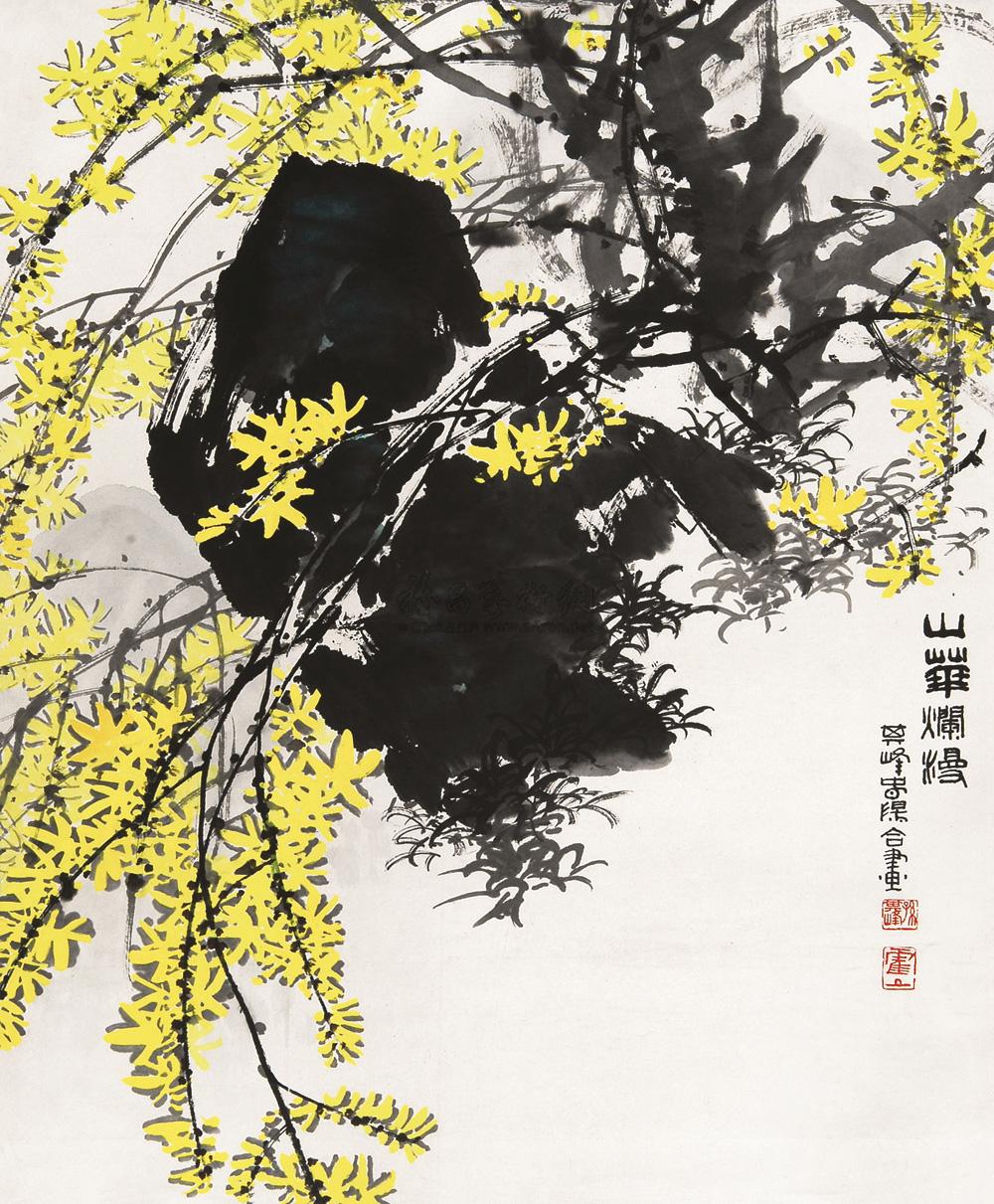 0114山花烂熳立轴设色纸本