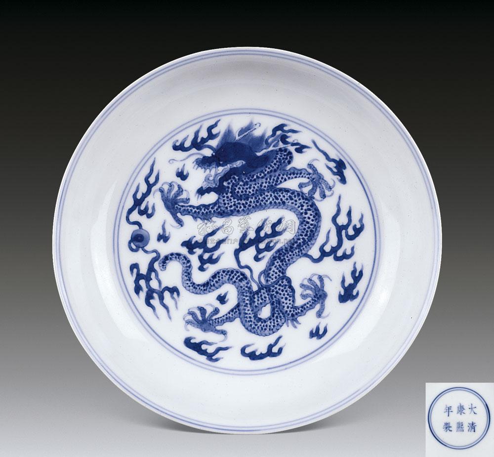 1549清康熙青花龙纹盘