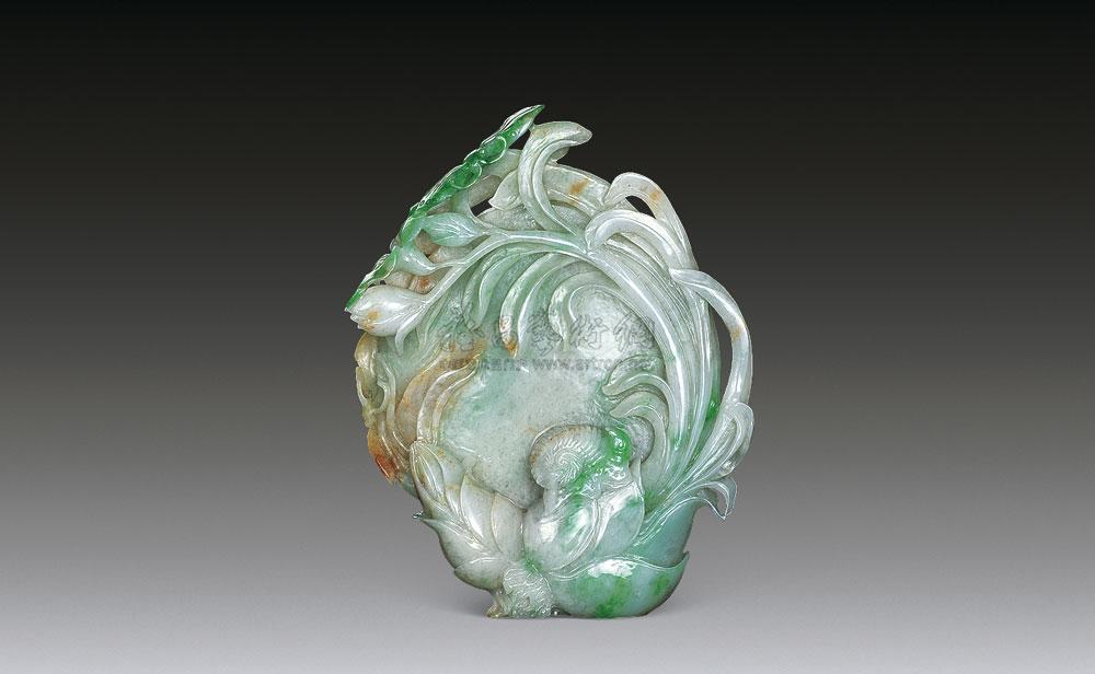 1951 清 翡翠雕水仙摆件