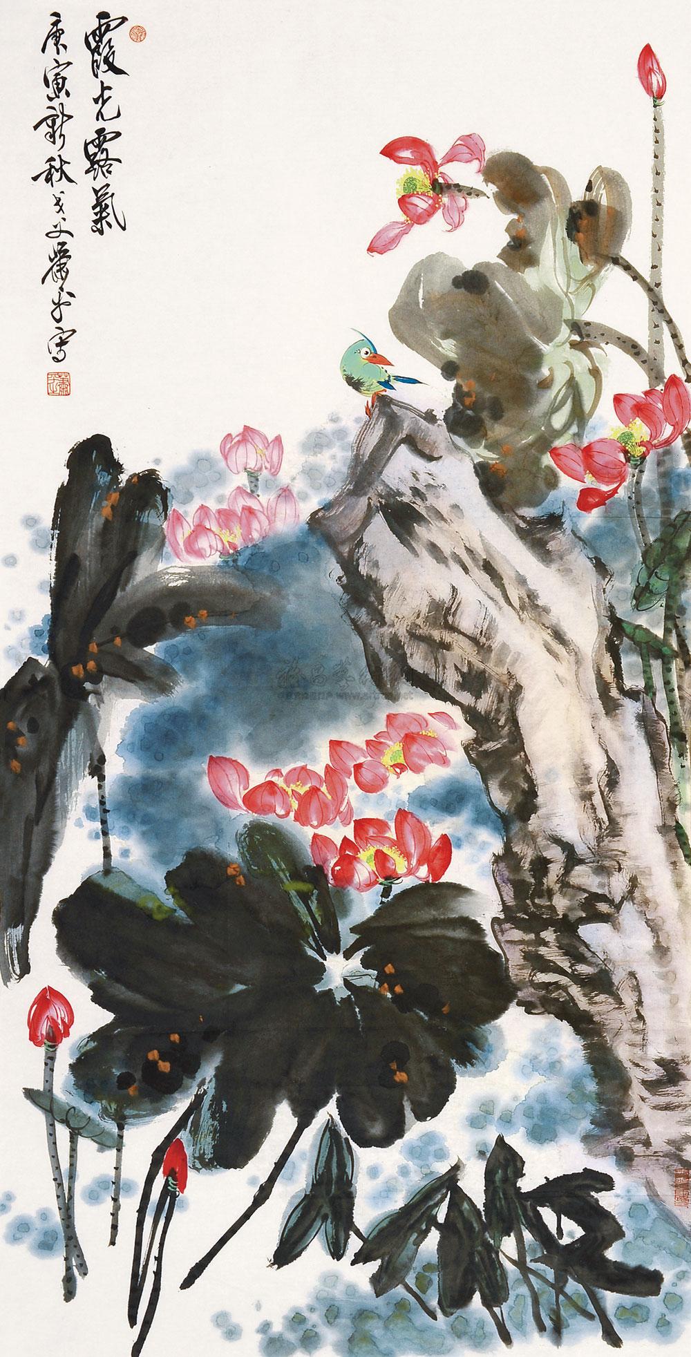 【2010年作 霞光露气 镜心 纸本】拍卖品_图片_价格_鉴赏_绘画_雅昌