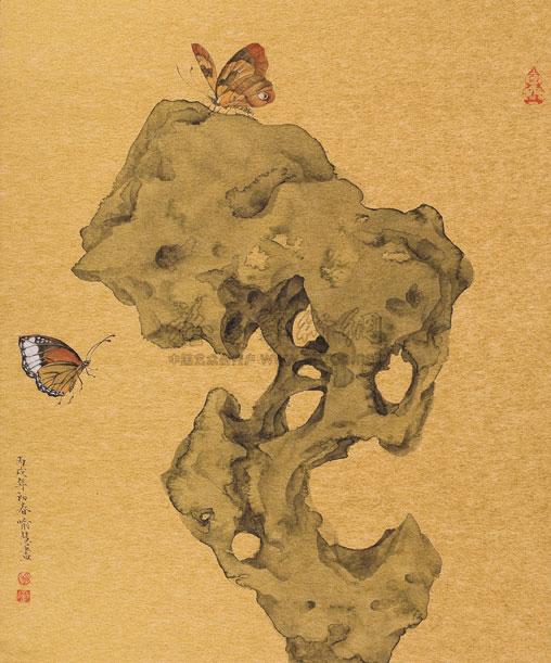 0864湖石双蝶
