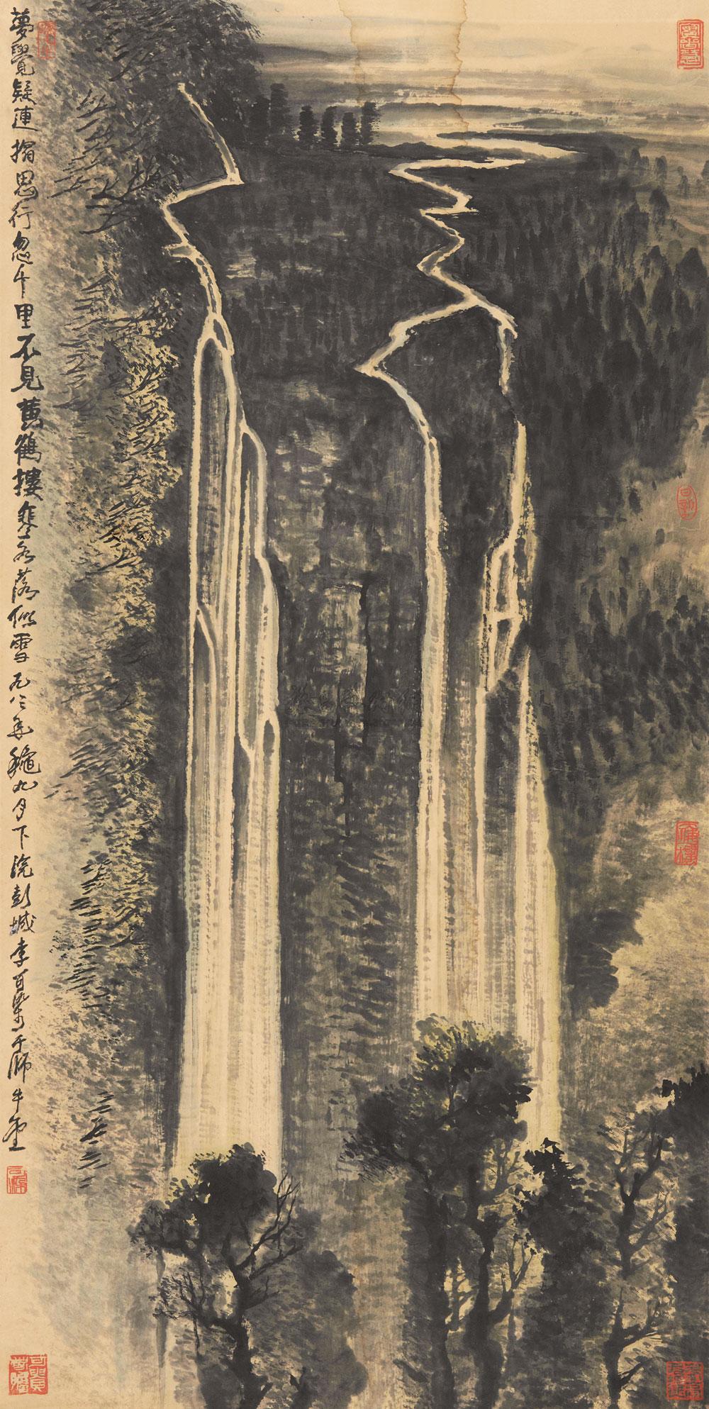 0232飞瀑图立轴纸本