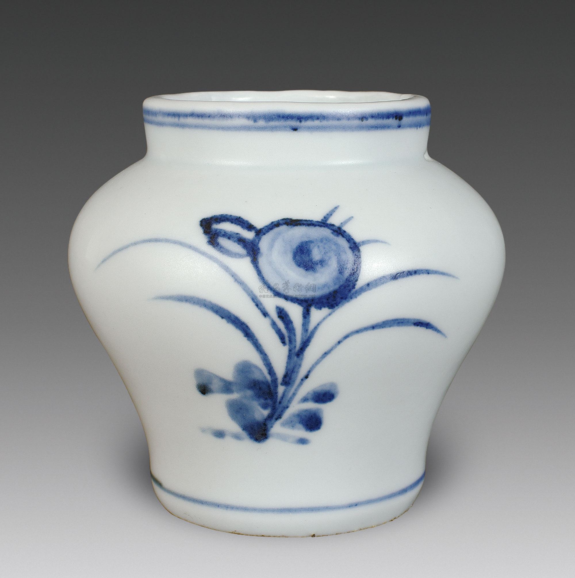 1434 元代 青花兰草纹小罐